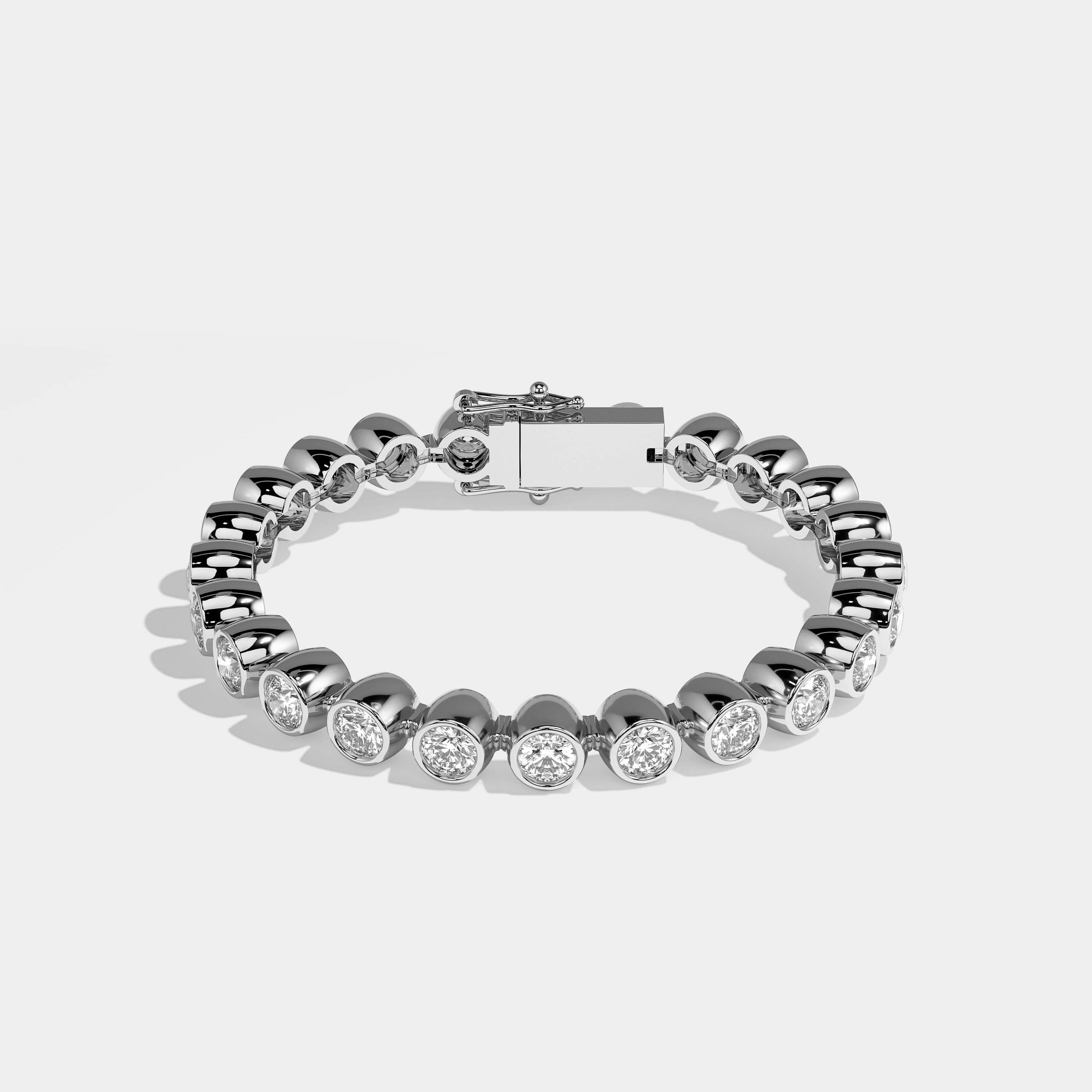 Arden Diamond Round Brilliant Bezel Tennis Bracelet 3MM 18K White Gold 3.00ct