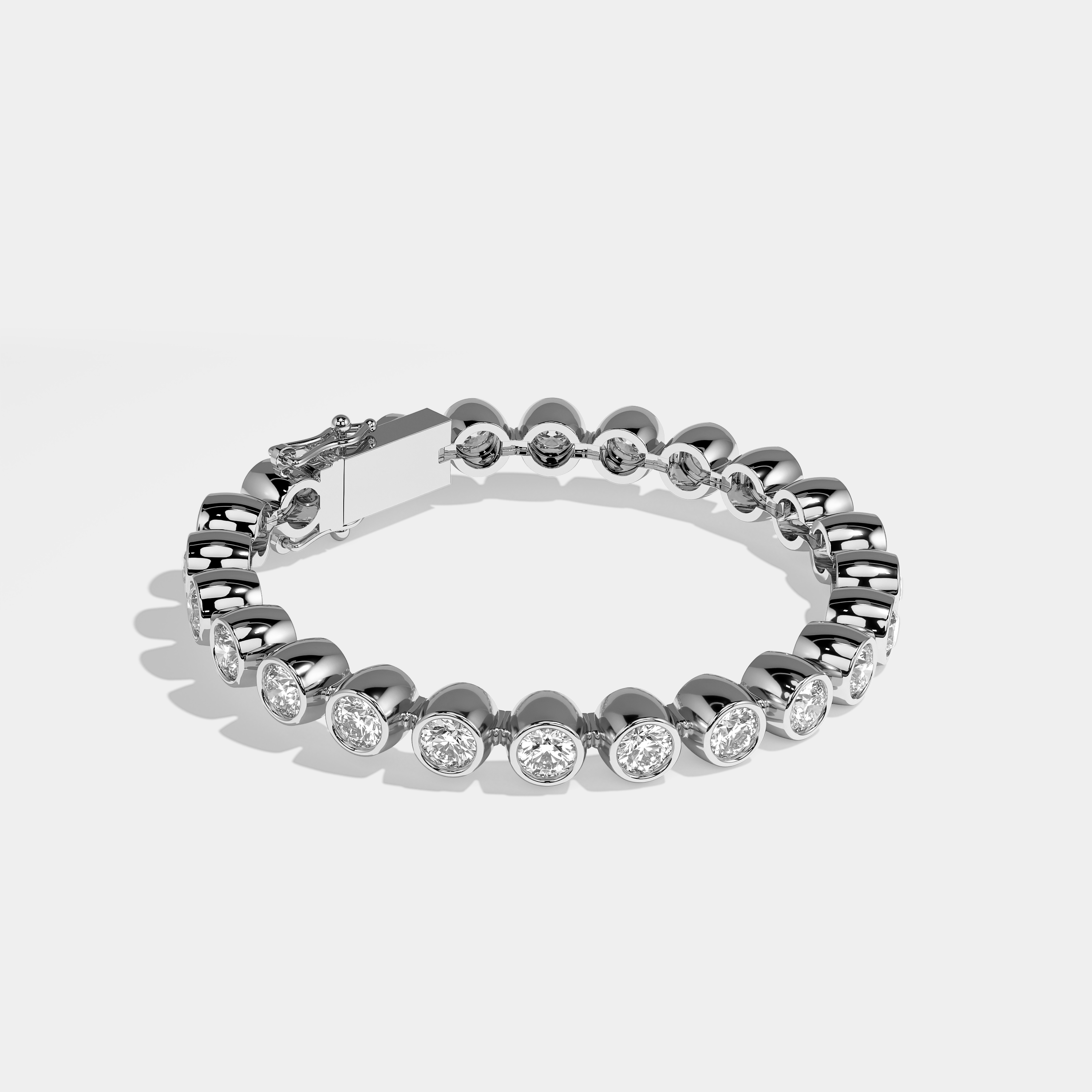 Arden Diamond Round Brilliant Bezel Tennis Bracelet 3MM 18K White Gold 3.00ct