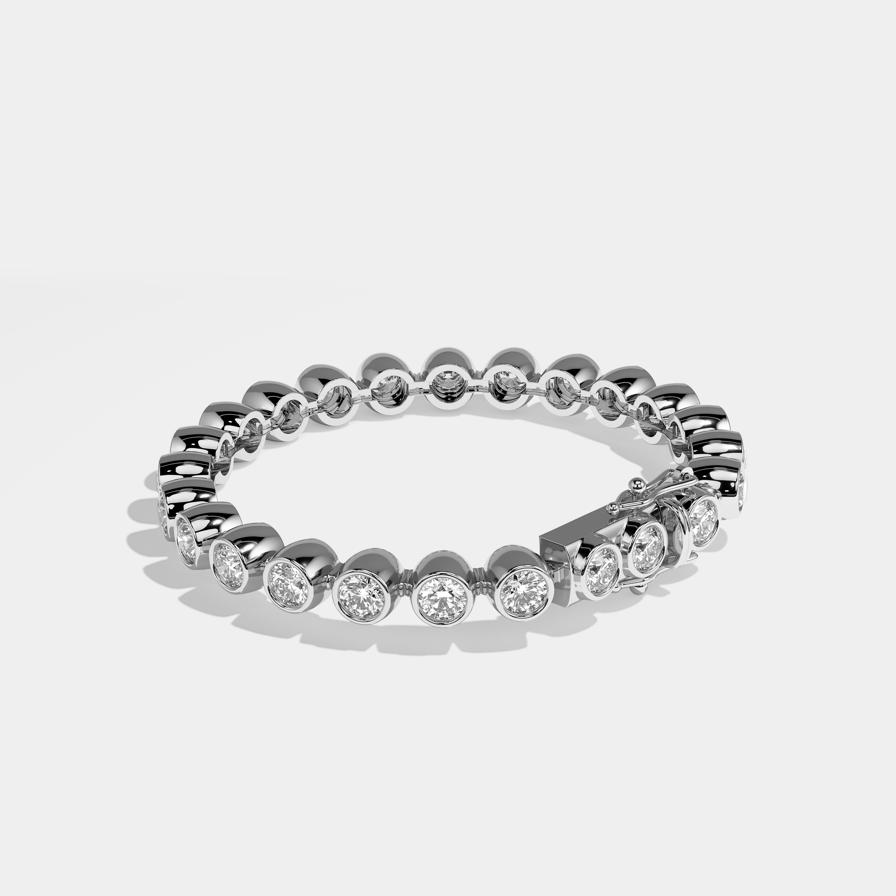 Arden Diamond Round Brilliant Bezel Tennis Bracelet 3MM 18K White Gold 3.00ct