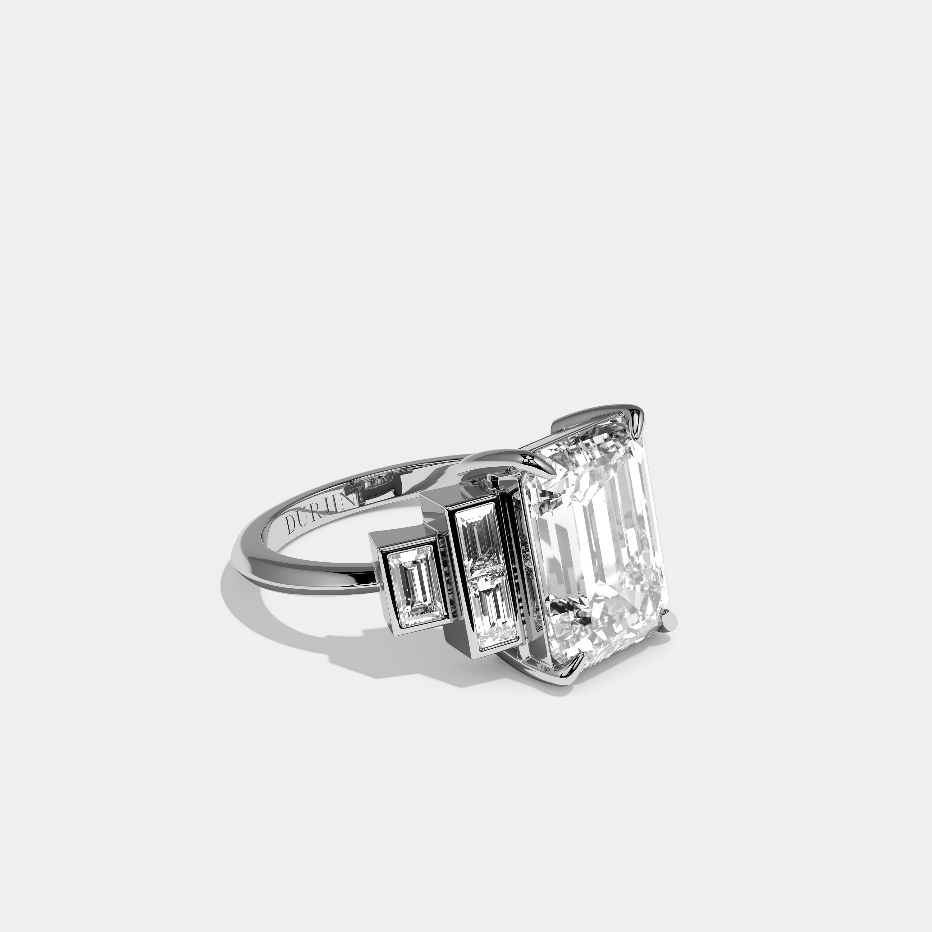 Victoria Diamond Emerald Cut Engagement Ring 18K White Gold 11.00ct