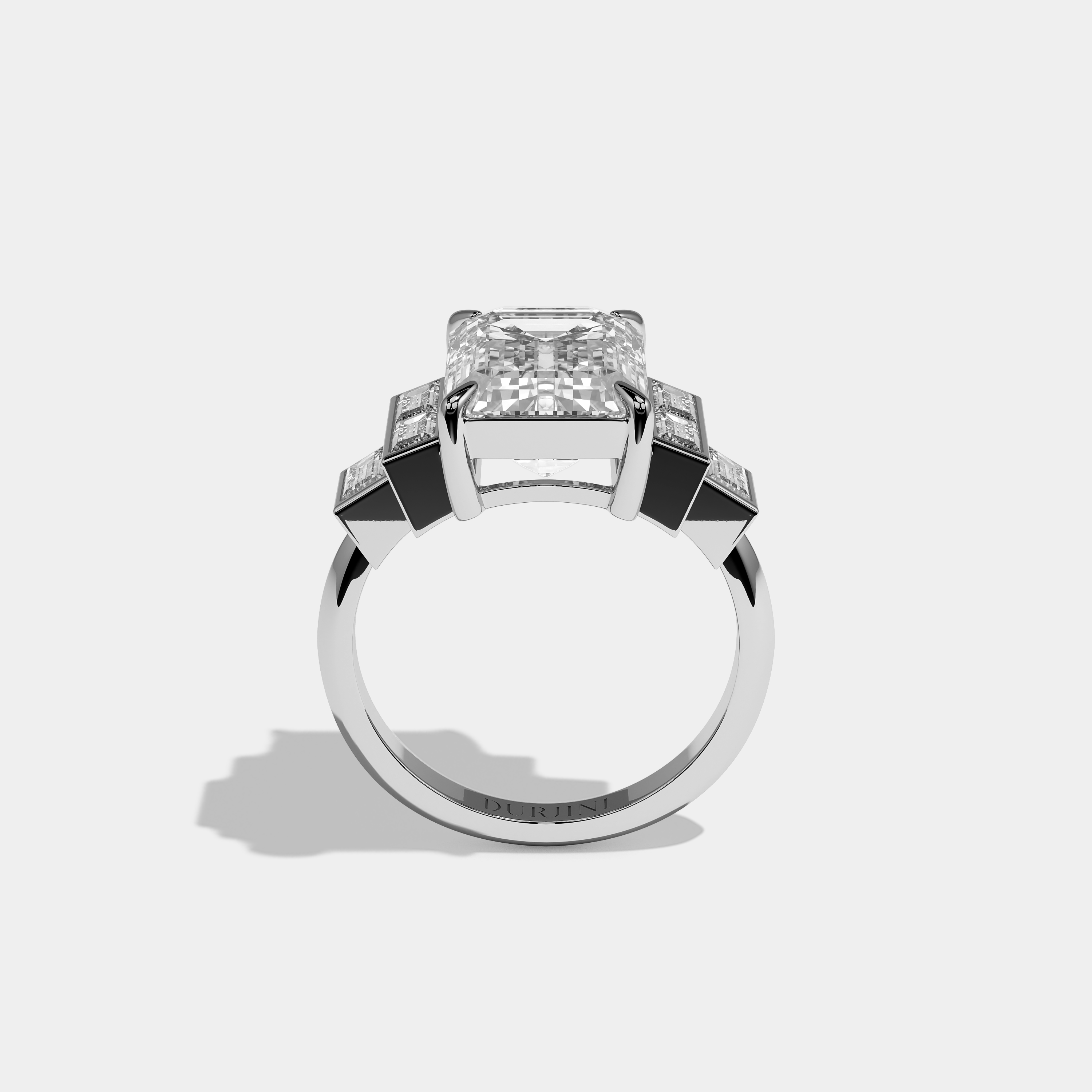 Victoria Diamond Emerald Cut Engagement Ring 18K White Gold 11.00ct