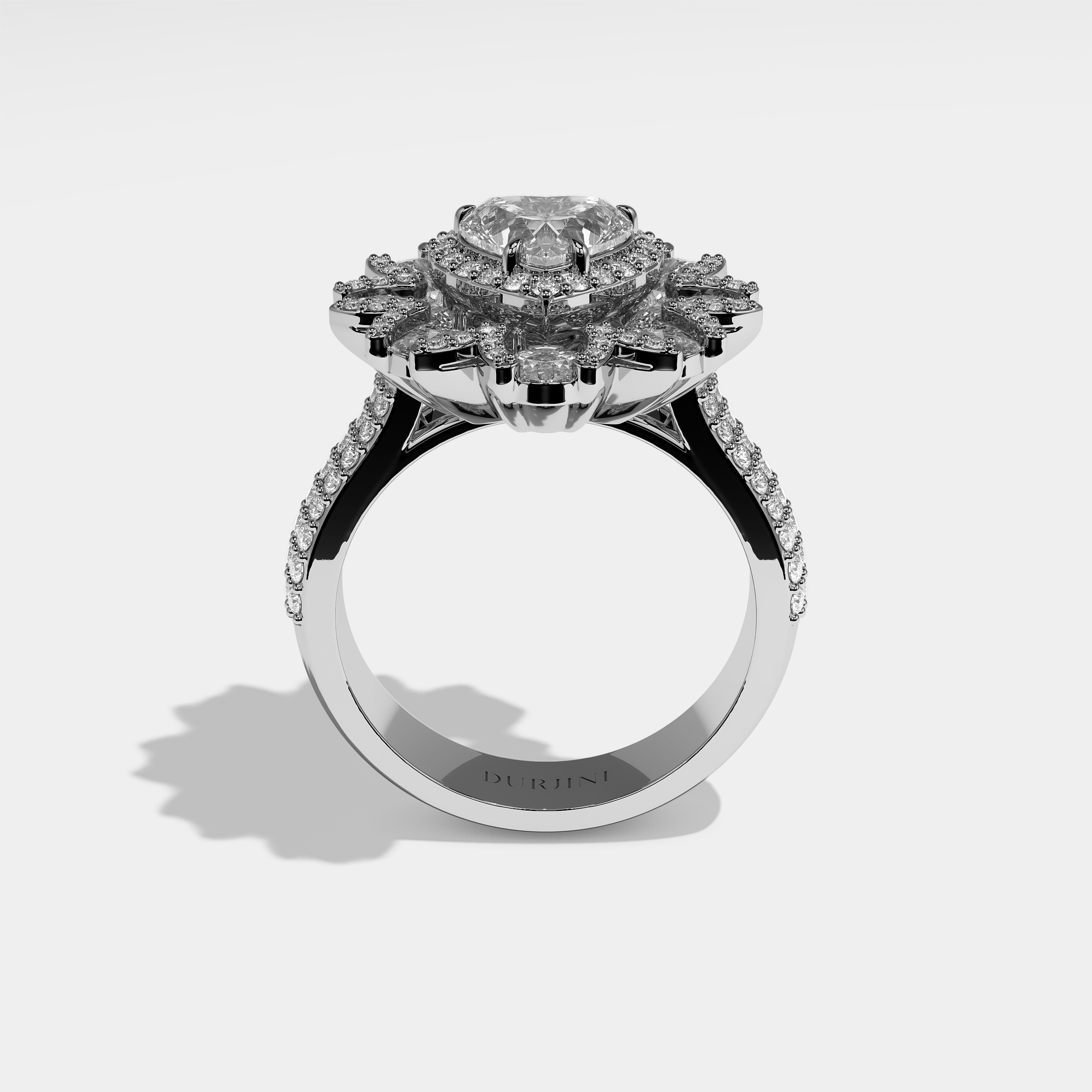 Caroline Diamond Heart Halo Engagement Ring 18K White Gold 15.00ct
