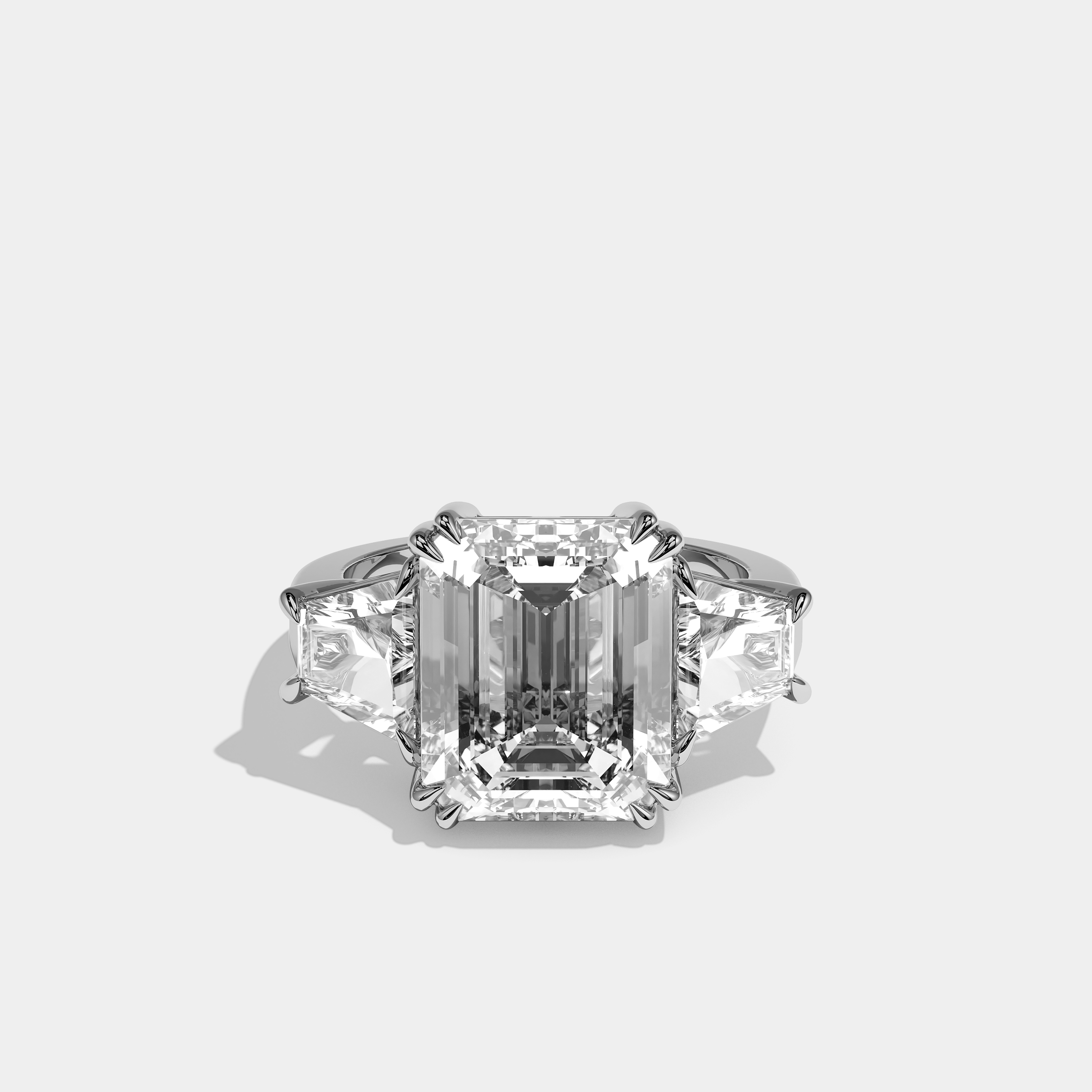 Arabella Diamond Emerald Cut Engagement Ring 18K White Gold 11.00ct