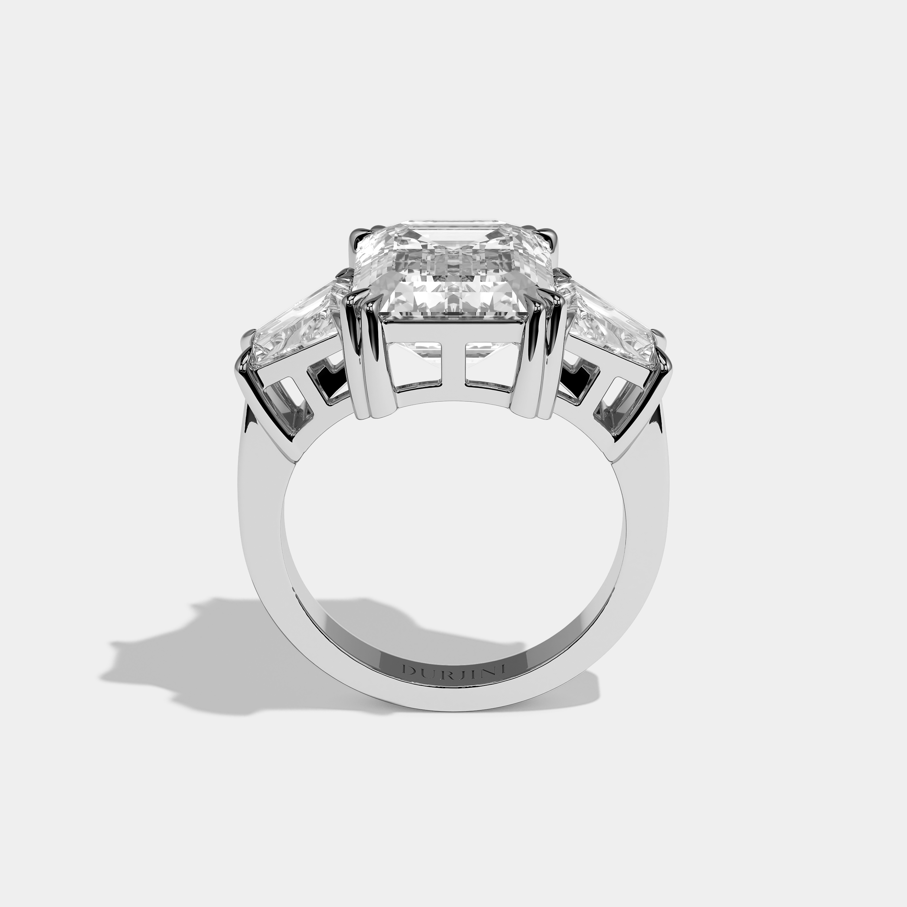Arabella Diamond Emerald Cut Engagement Ring 18K White Gold 11.00ct