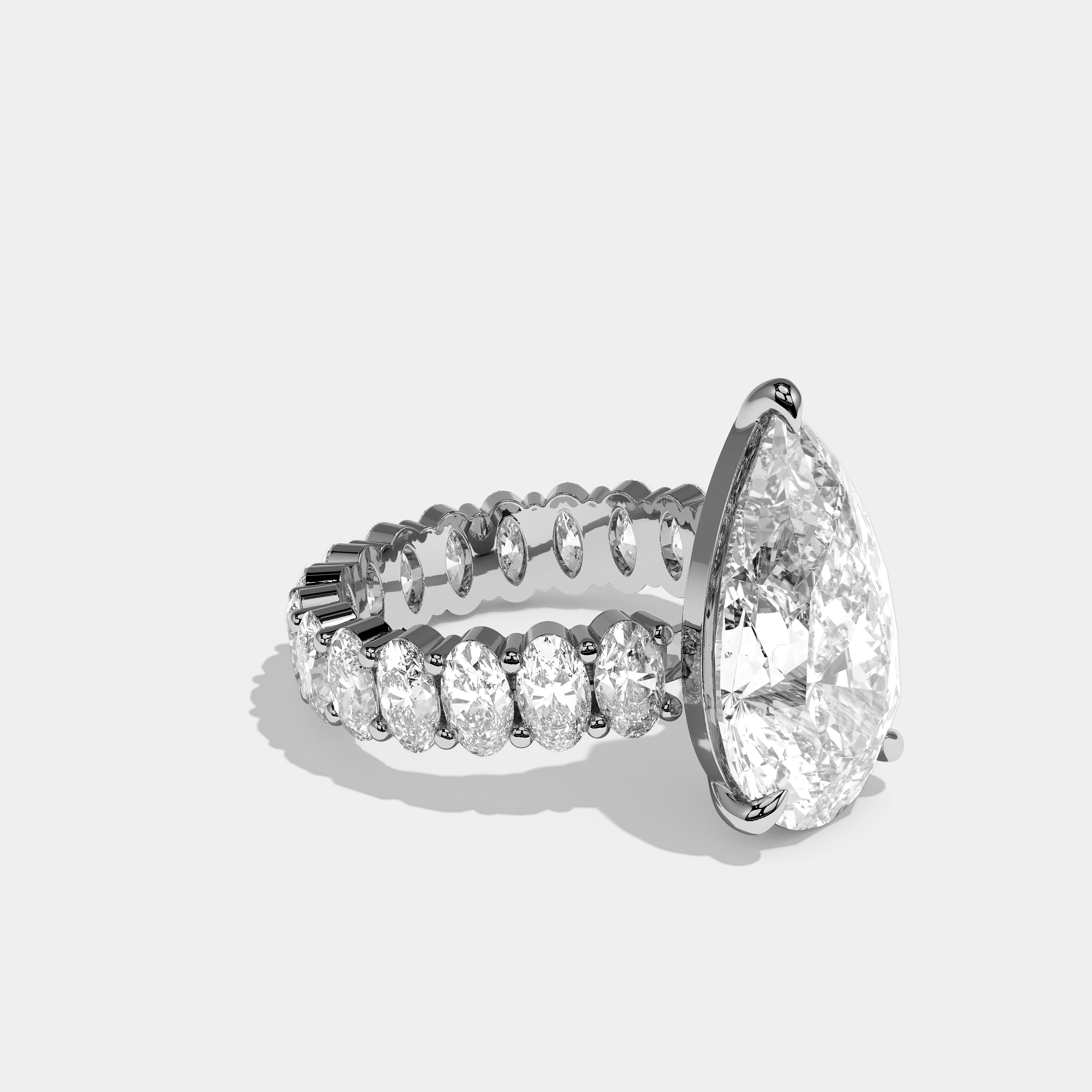 Anne Diamond Pear Cut Halo Engagement Ring 18K White Gold 30.00ct