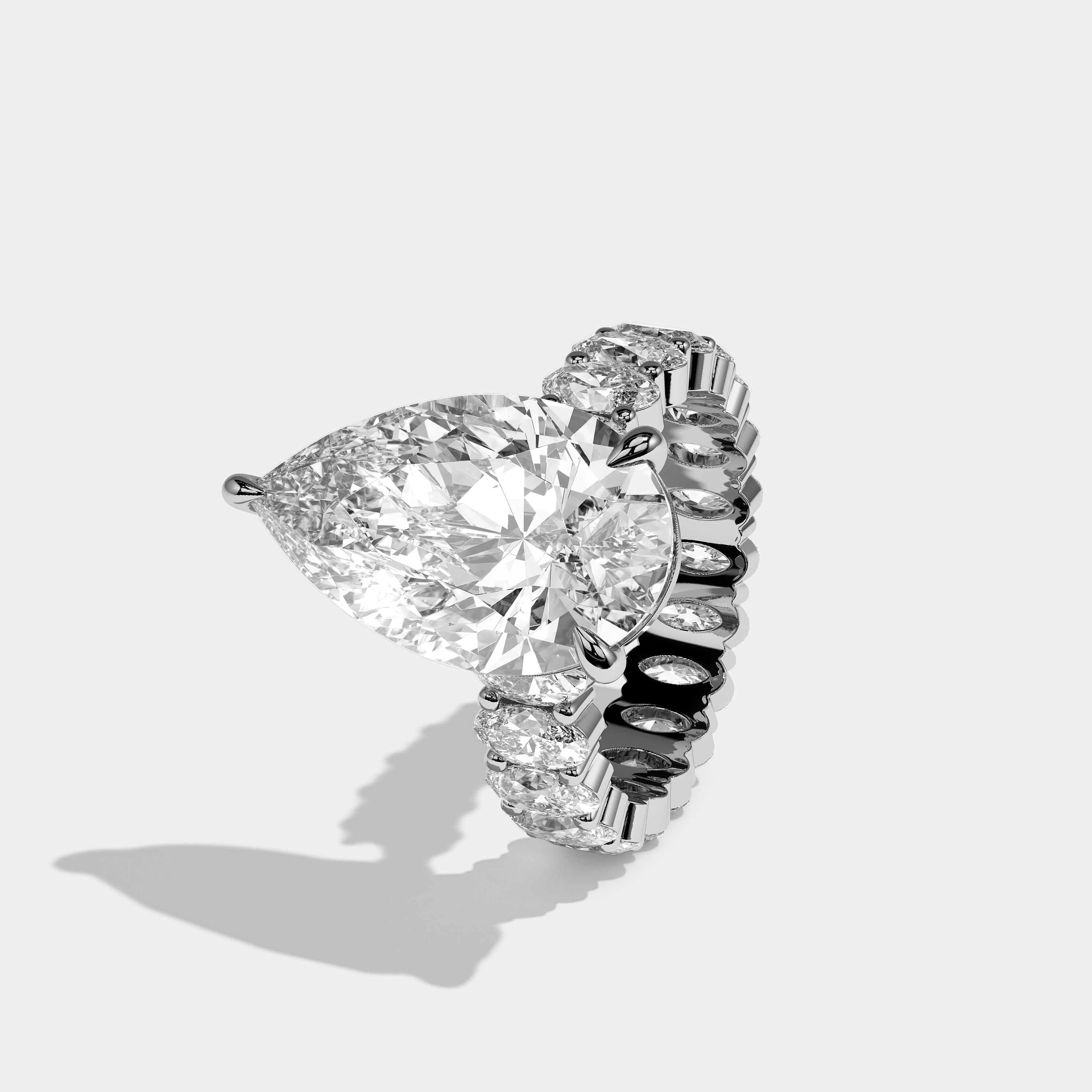 Anne Diamond Pear Cut Halo Engagement Ring 18K White Gold 30.00ct