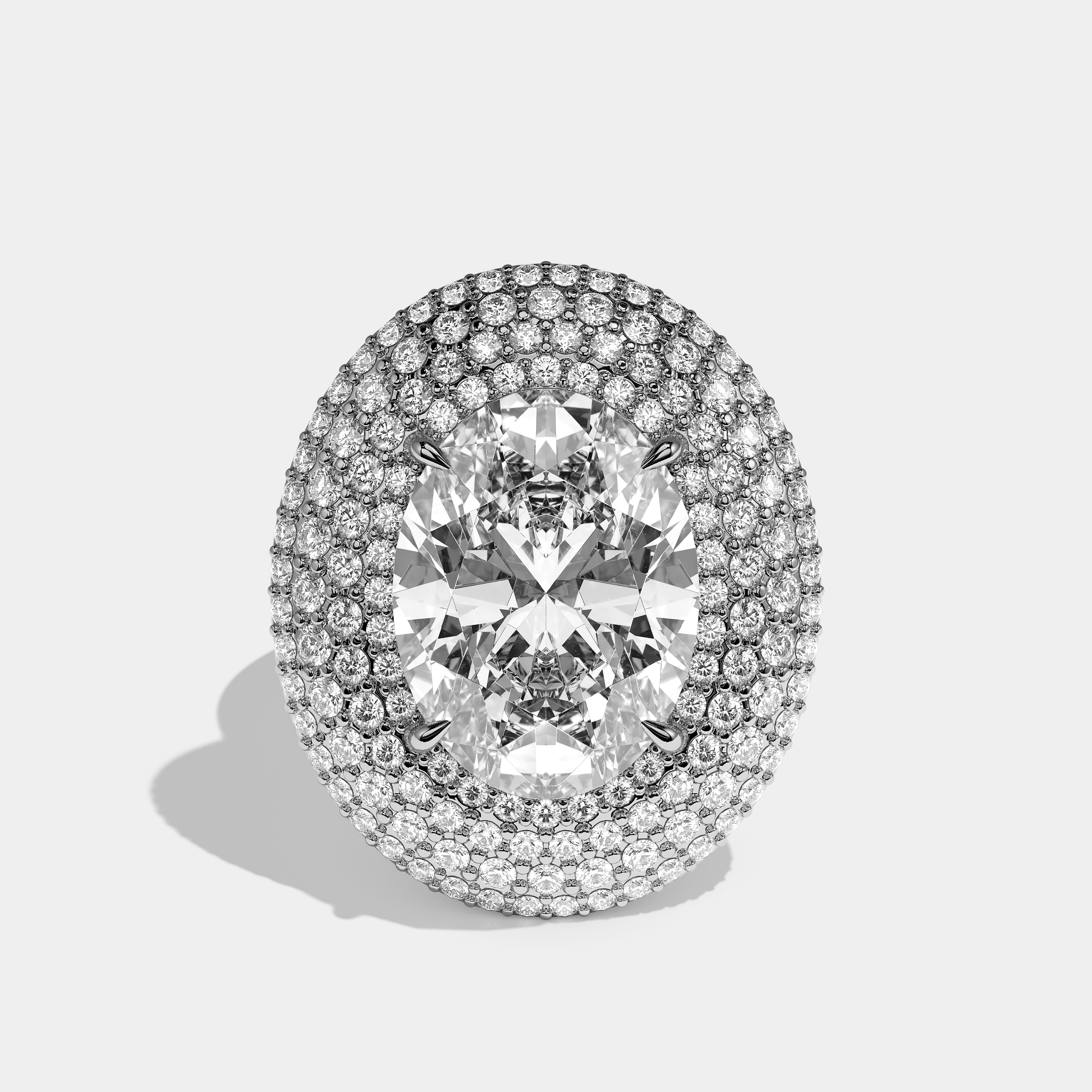 Anastasia Diamond Oval Cut Halo Engagement Ring 18K White Gold 50.00ct