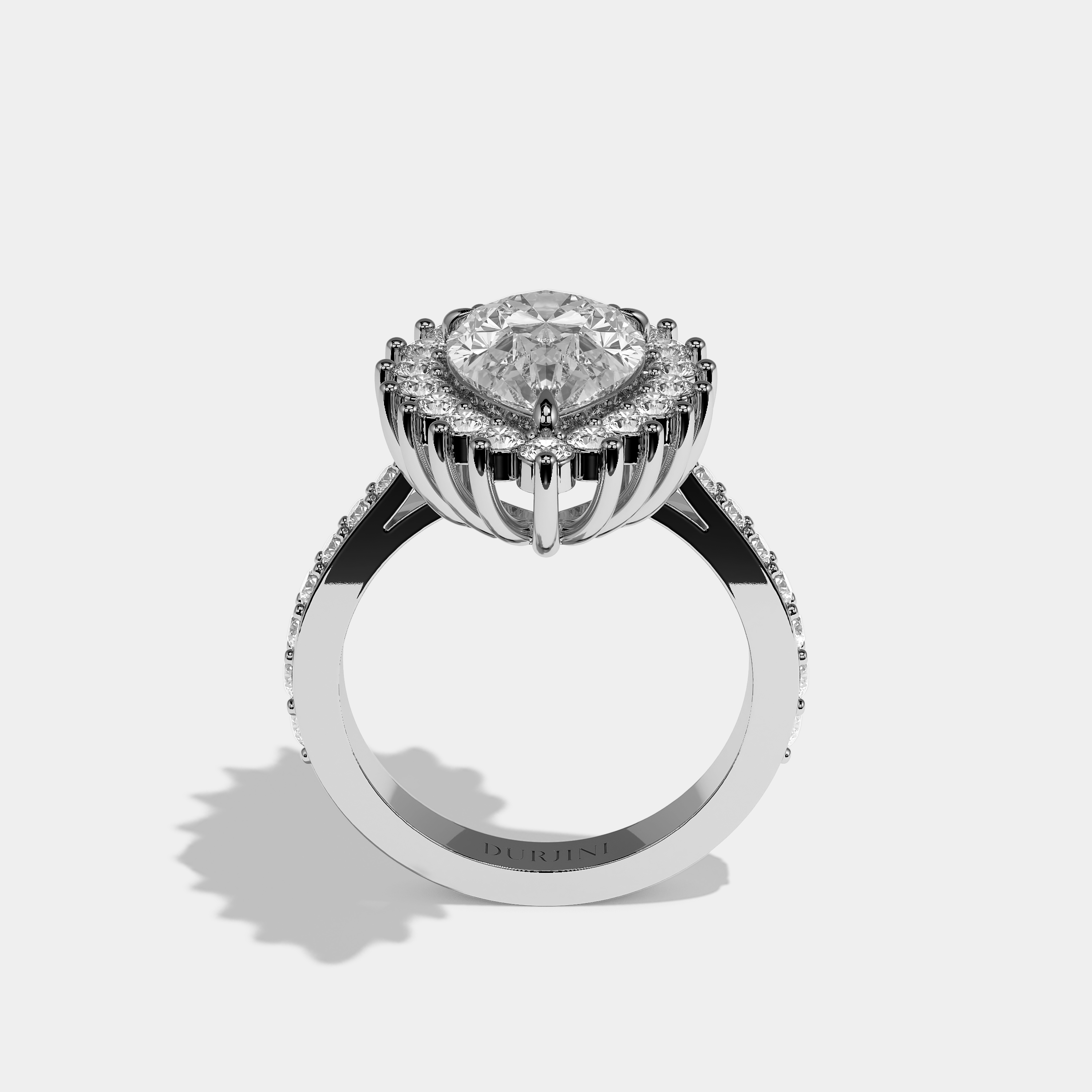 Isabella Diamond Pear Cut Halo Engagement Ring 18K White Gold 20.00ct
