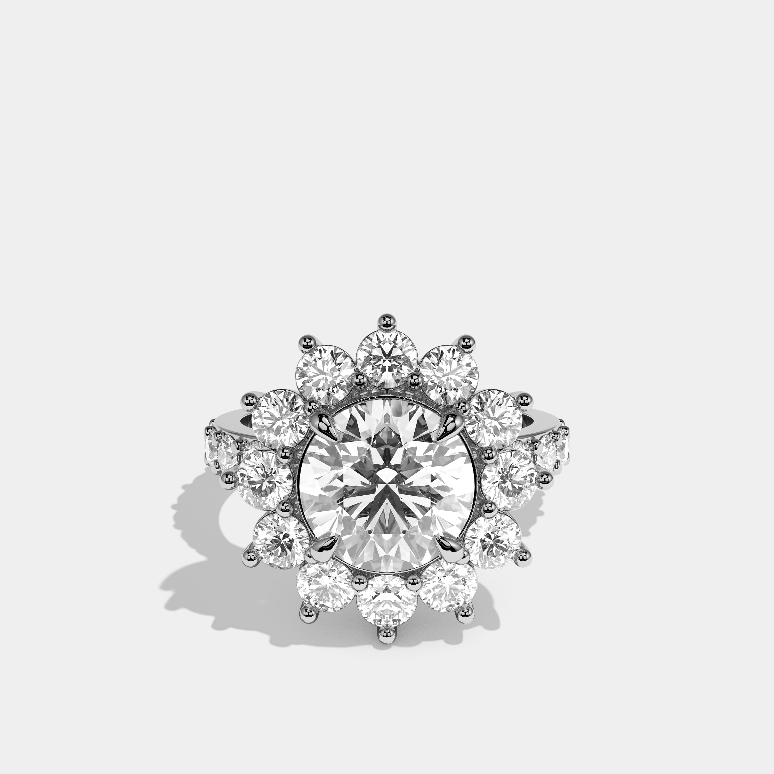 Celeste Diamond Round Cut Halo Engagement Ring 18K White Gold 20.00ct