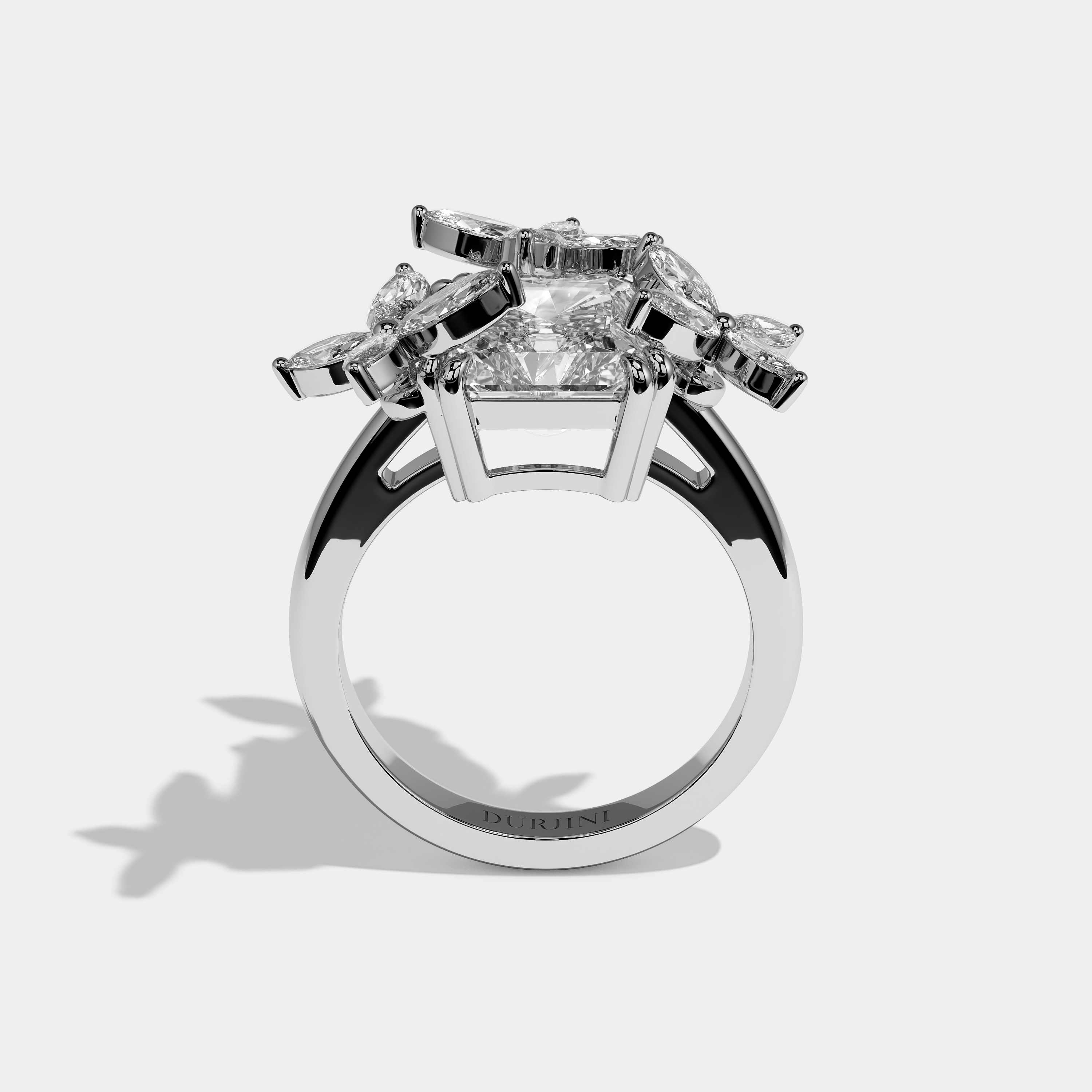 Valmont Eclat Diamond Radiant Halo Engagement Ring 18K White Gold 11.00ct