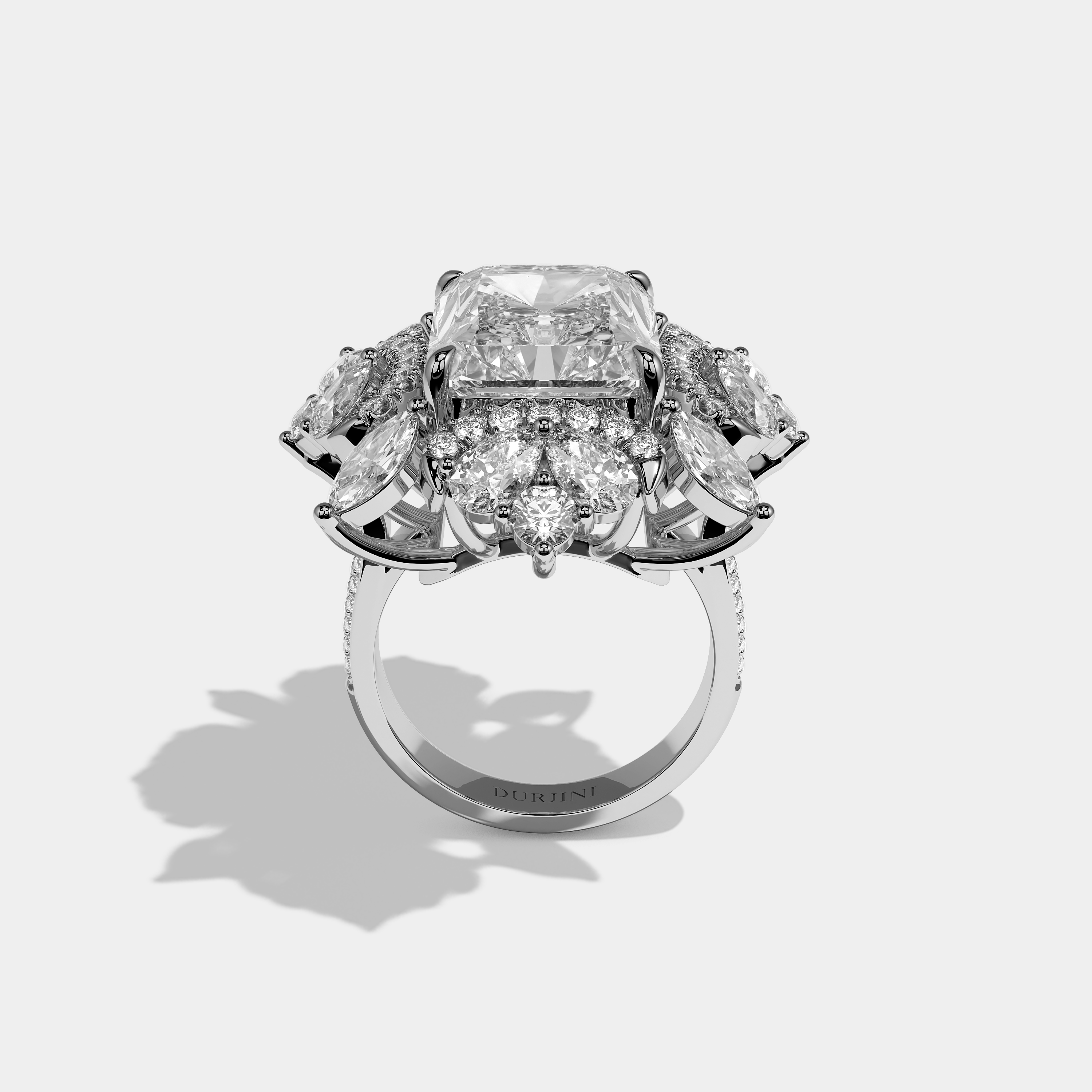 Beaufort Elegance Diamond Radiant Halo Engagement Ring 18K White Gold 40.00ct