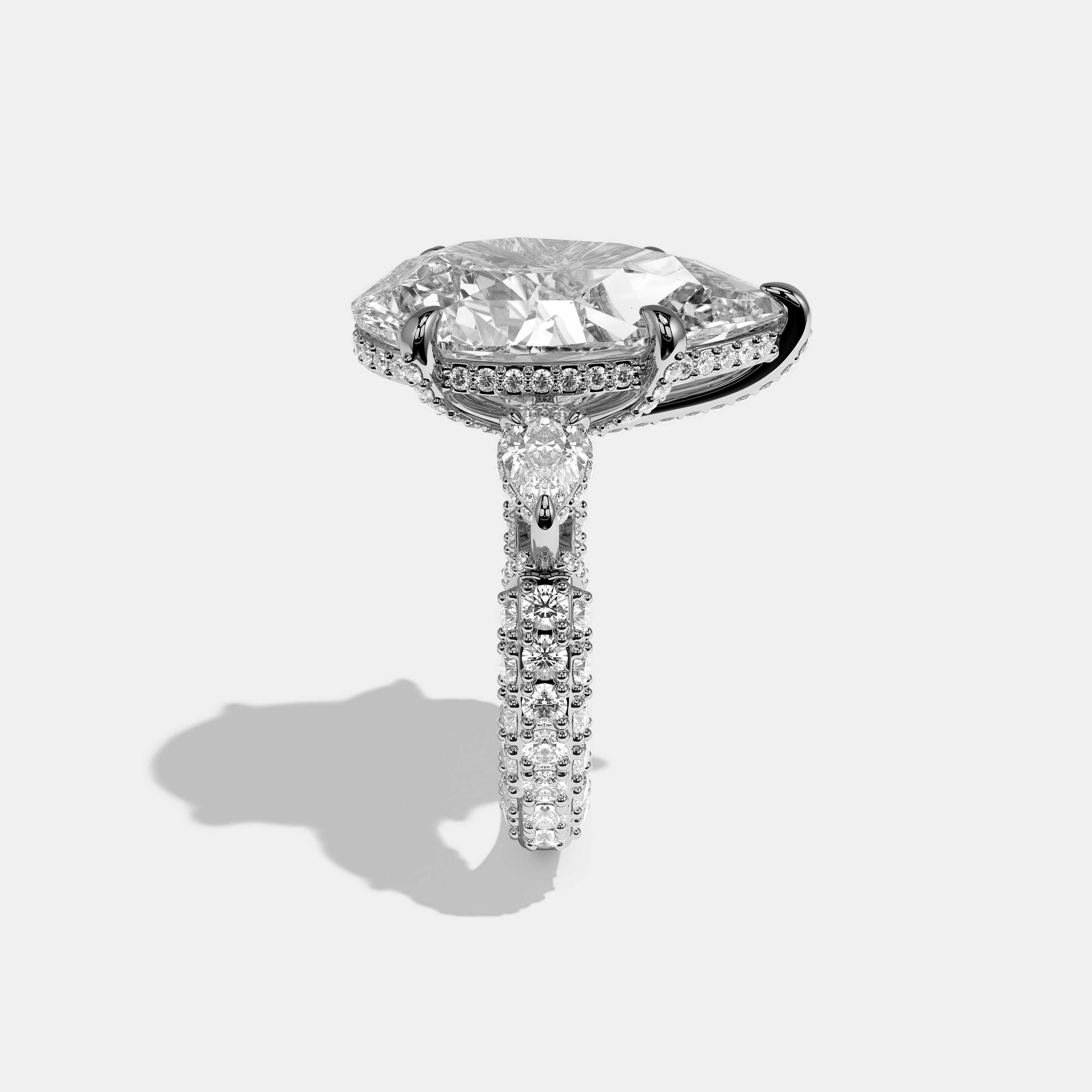 Chateau Elanor Diamond Oval Halo Engagement Ring 18K White Gold 9.00ct