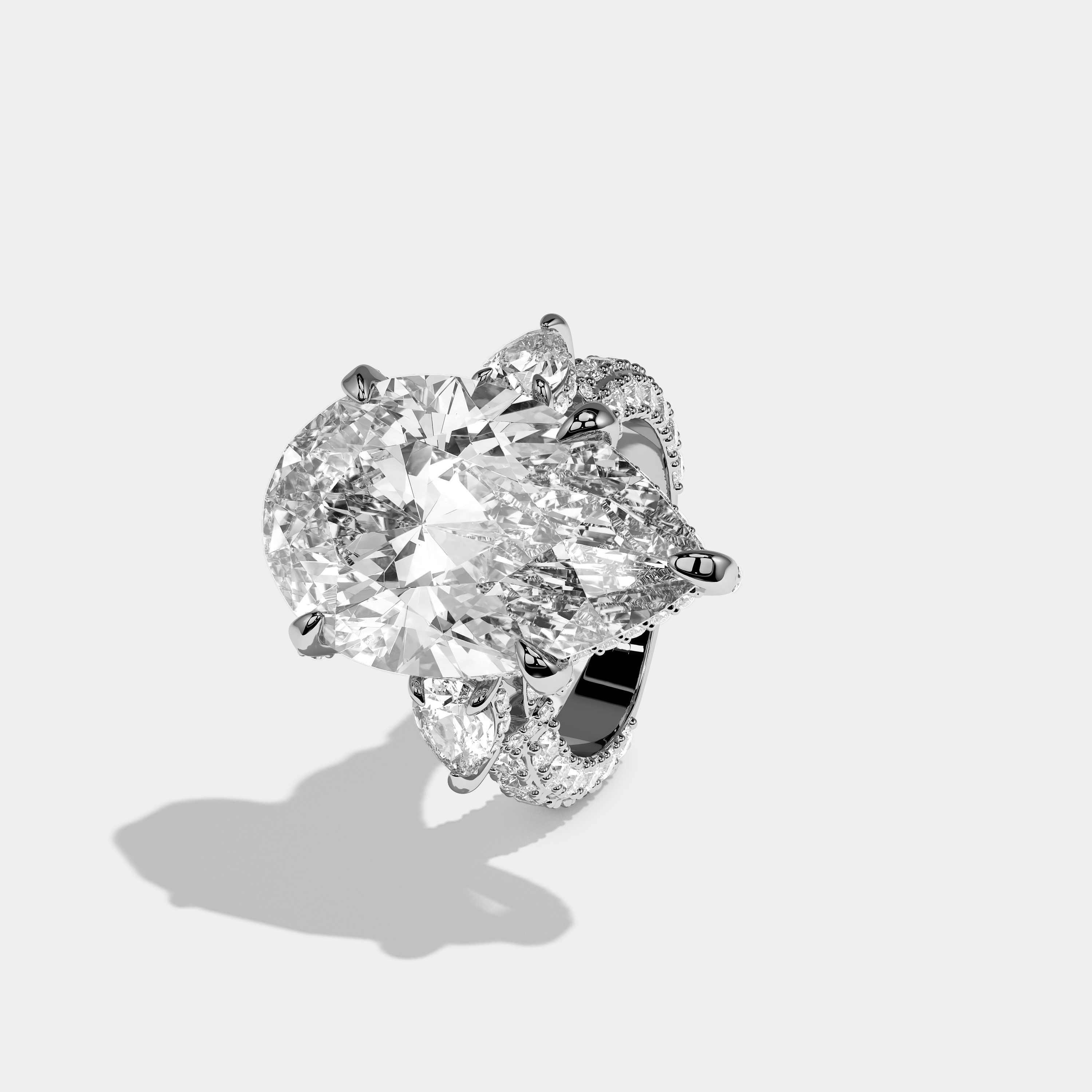 Chateau Elanor Diamond Oval Halo Engagement Ring 18K White Gold 9.00ct