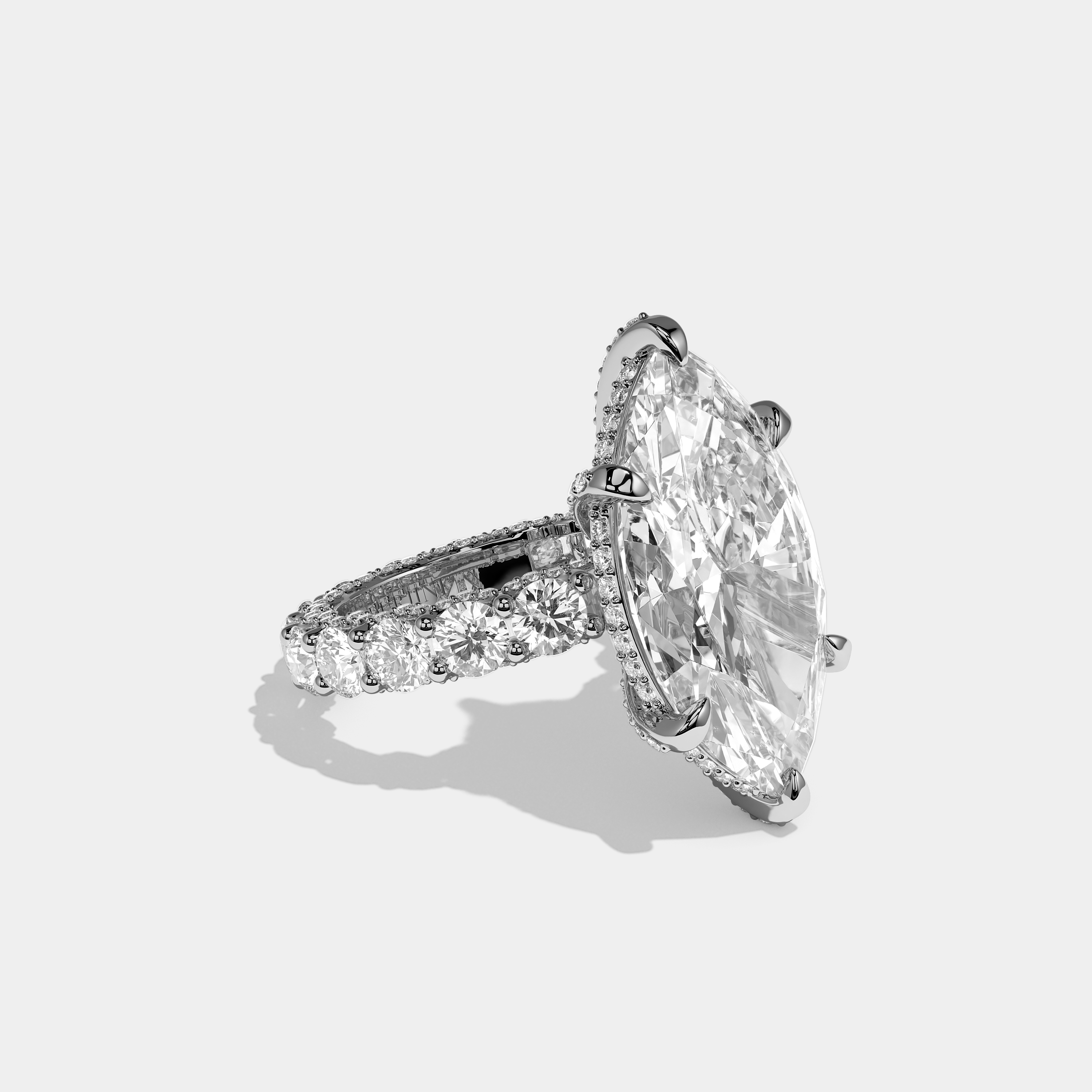 Maison Etoile Diamond Marquise Halo Engagement Ring 18K White Gold 25.00ct