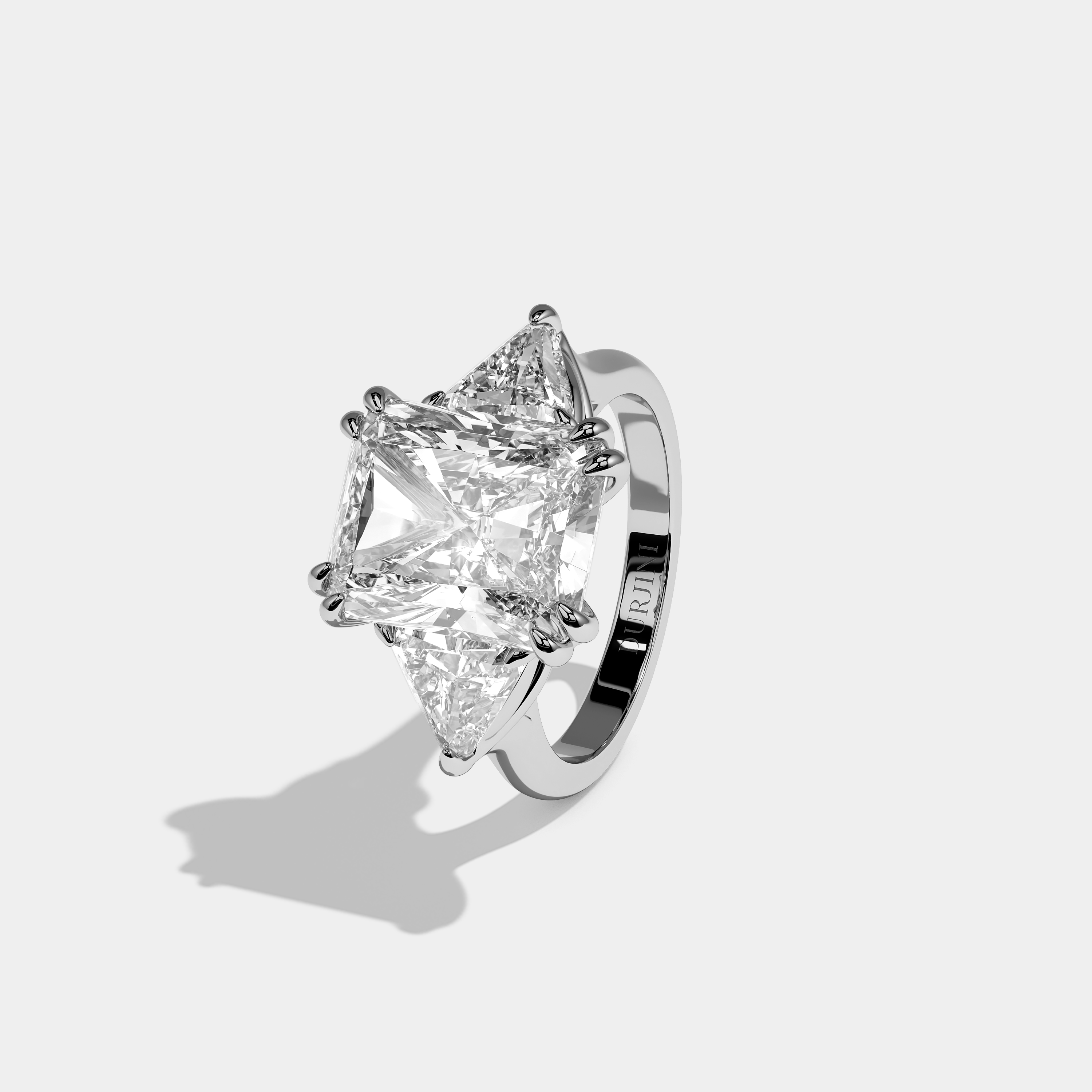 Duche Lumiere Diamond Radiant Halo Engagement Ring 18K White Gold 12.00ct