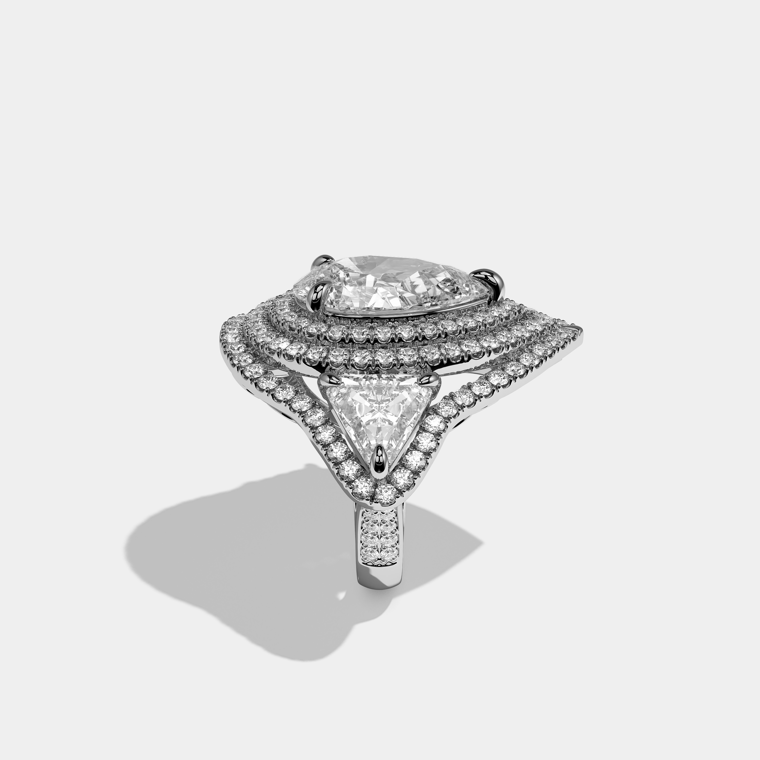 Chambord Veritas Diamond Pear Halo Engagement Ring 18K White Gold 50.00ct