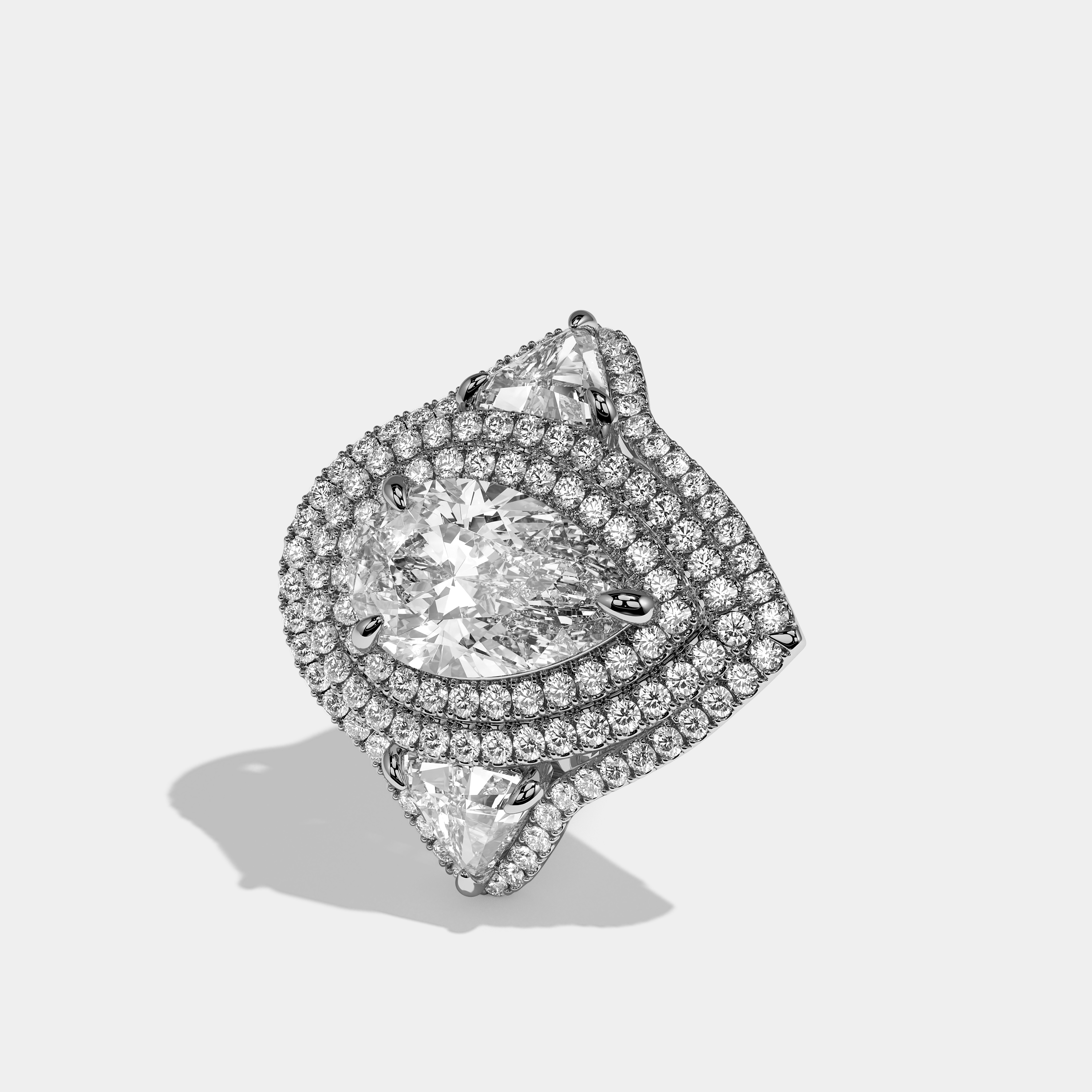 Chambord Veritas Diamond Pear Halo Engagement Ring 18K White Gold 50.00ct