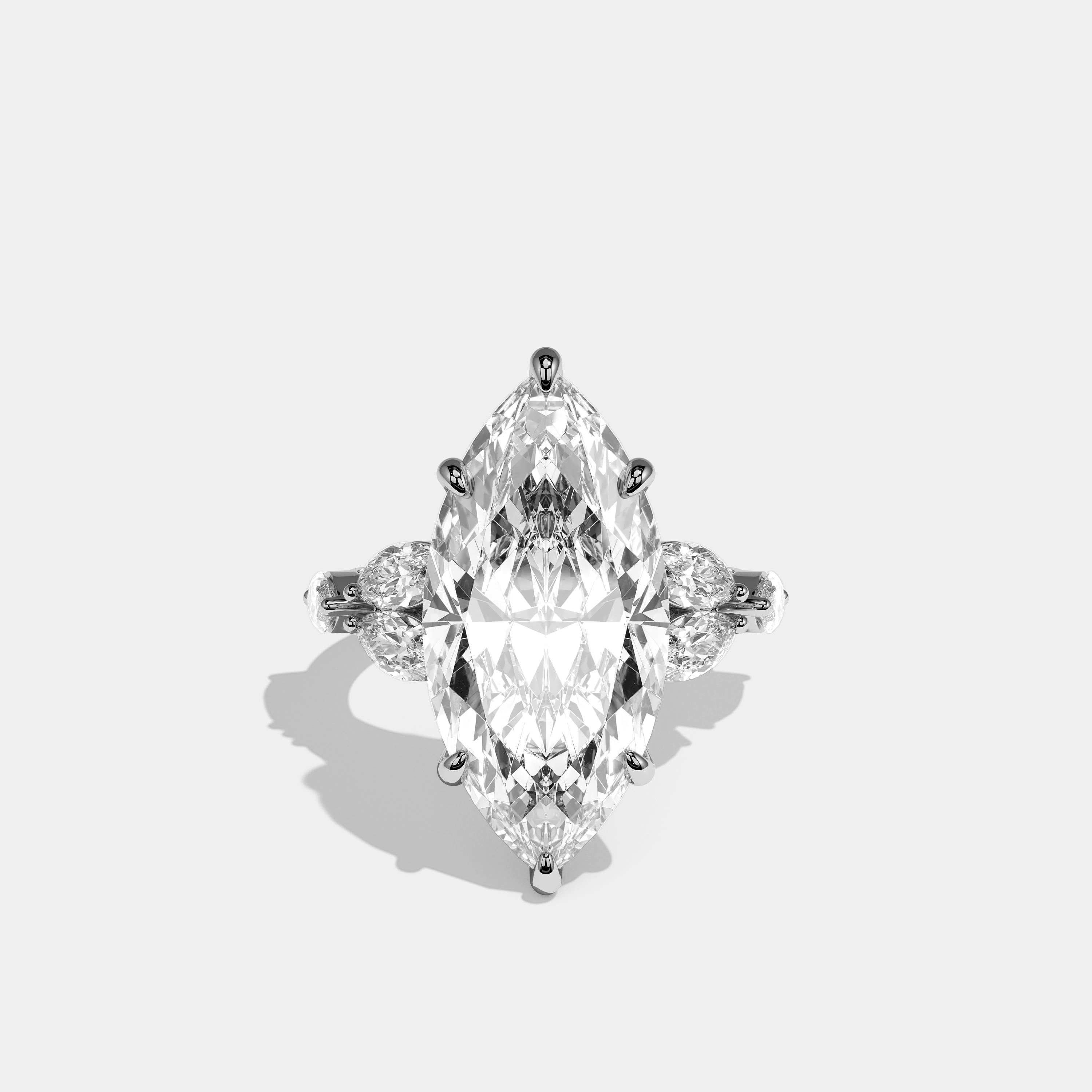 Bellecour Essence Diamond Marquise Halo Engagement Ring 18K White Gold 12.00ct