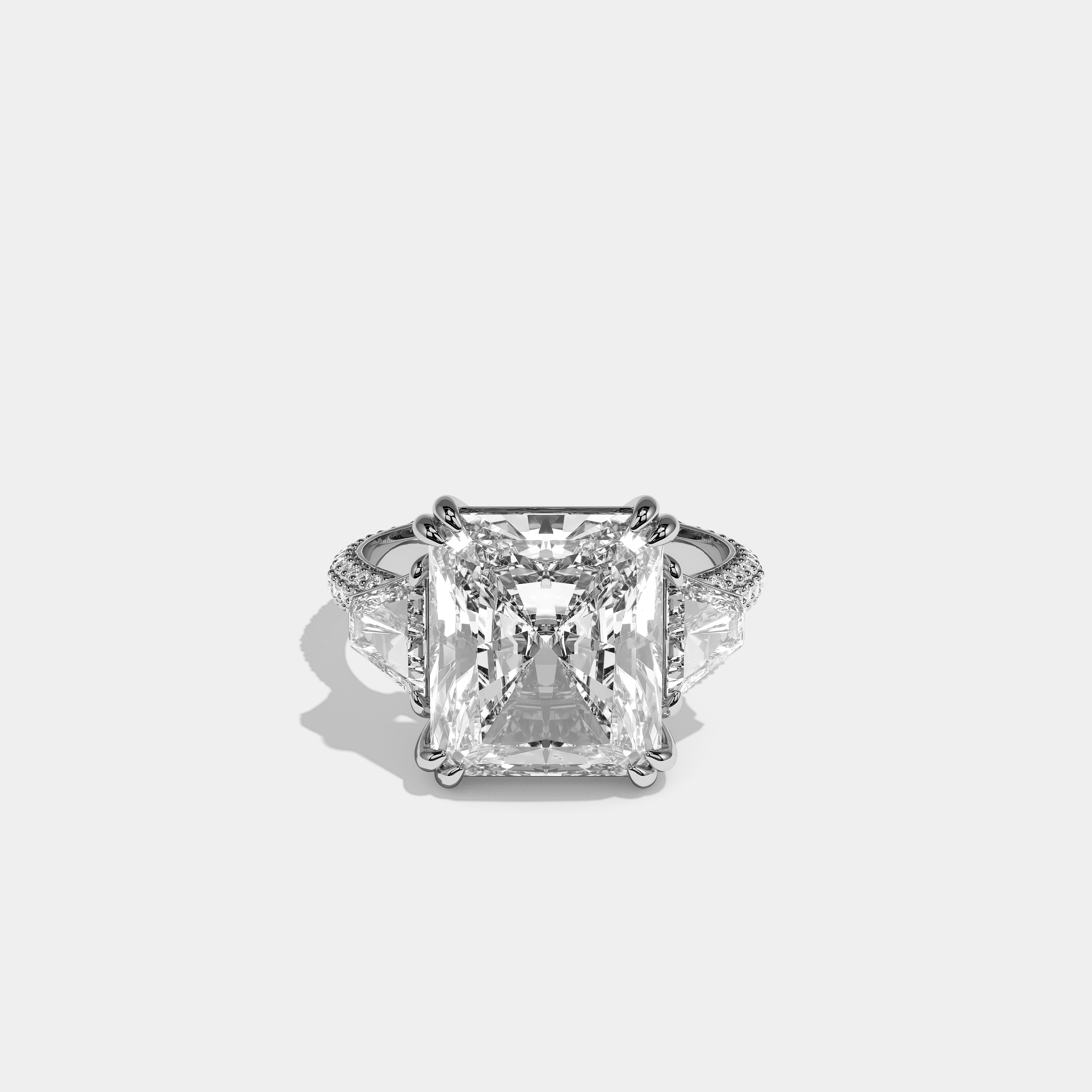 Delacour Purete Diamond Radiant Halo Engagement Ring 18K White Gold 15.00ct