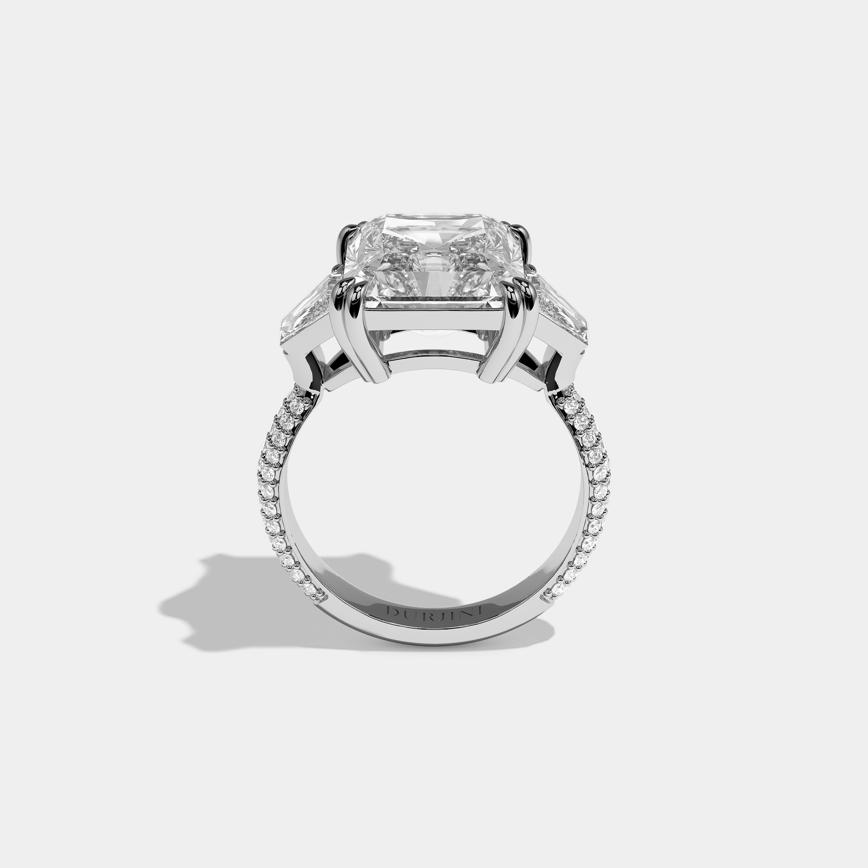 Delacour Purete Diamond Radiant Halo Engagement Ring 18K White Gold 15.00ct