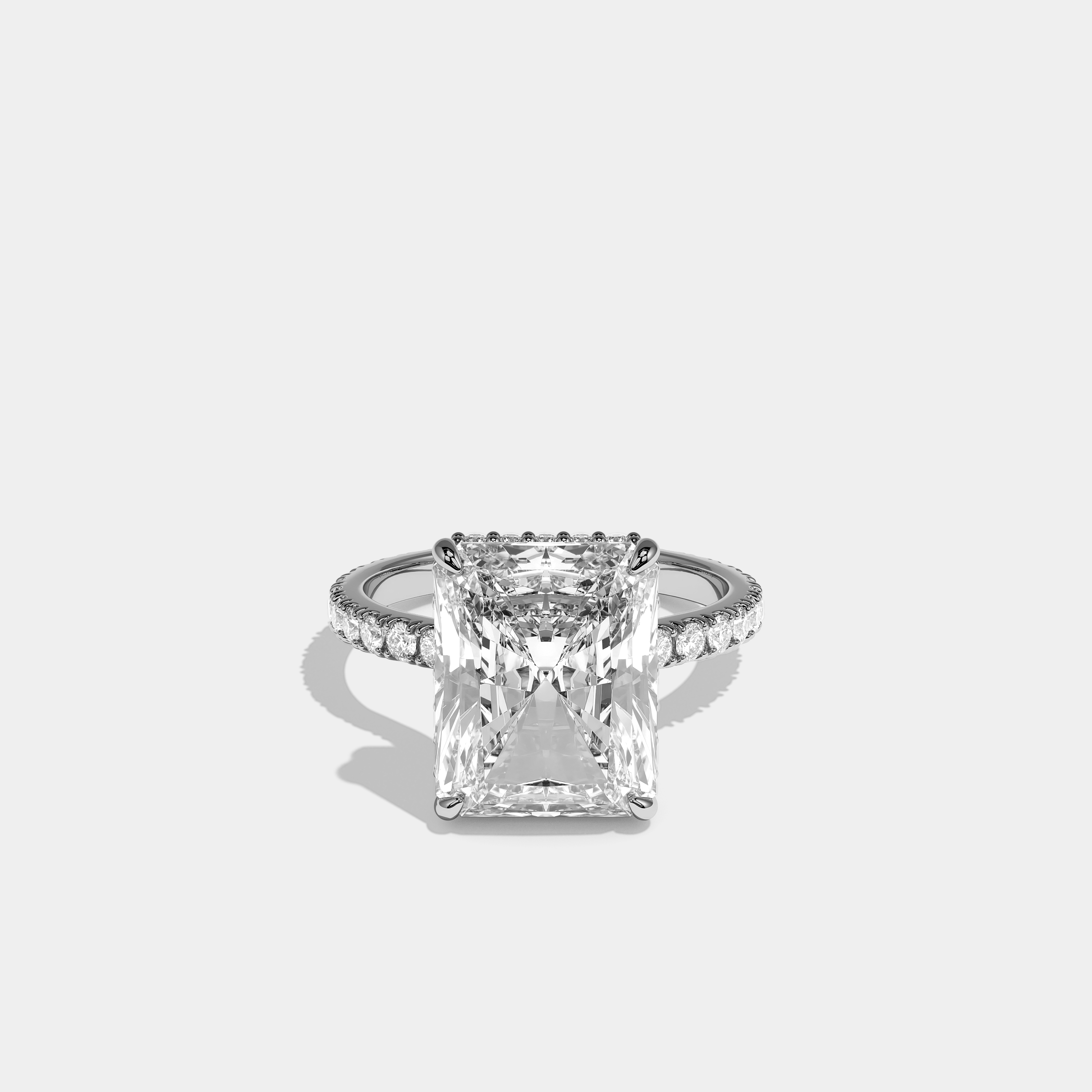 Florin Evanesce Diamond Radiant Halo Engagement Ring 18K White Gold 8.00ct