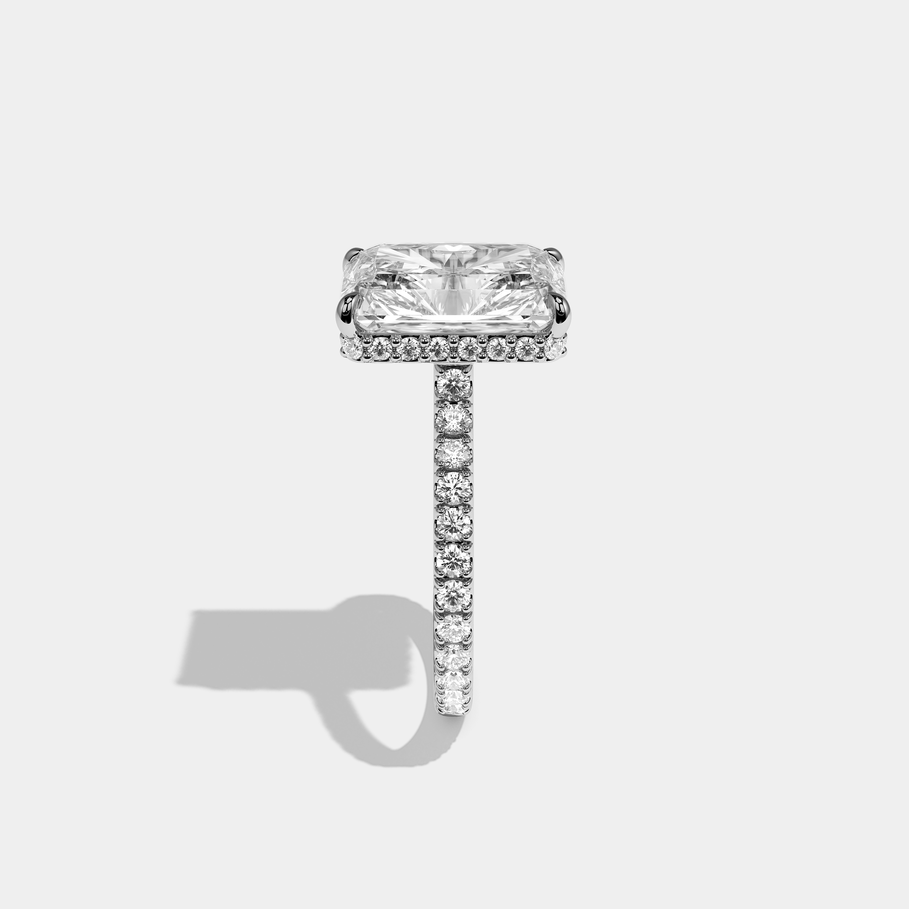 Florin Evanesce Diamond Radiant Halo Engagement Ring 18K White Gold 8.00ct