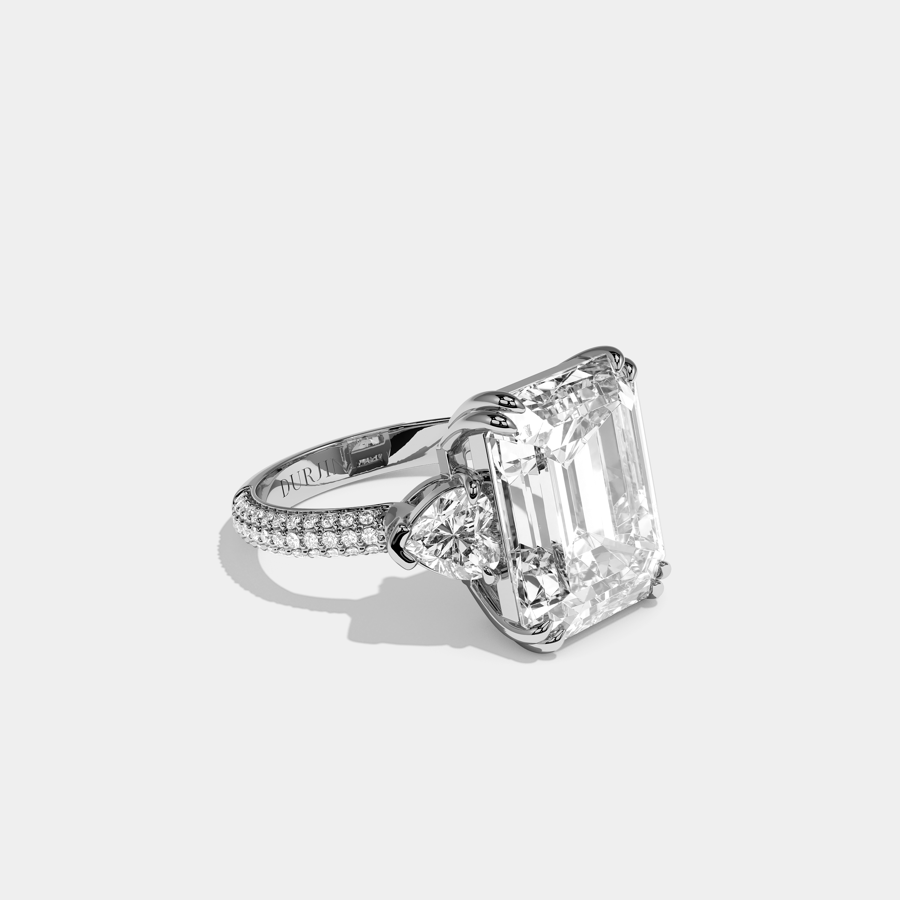 Aubry Celeste Diamond Emerald Halo Engagement Ring 18K White Gold 20.00ct