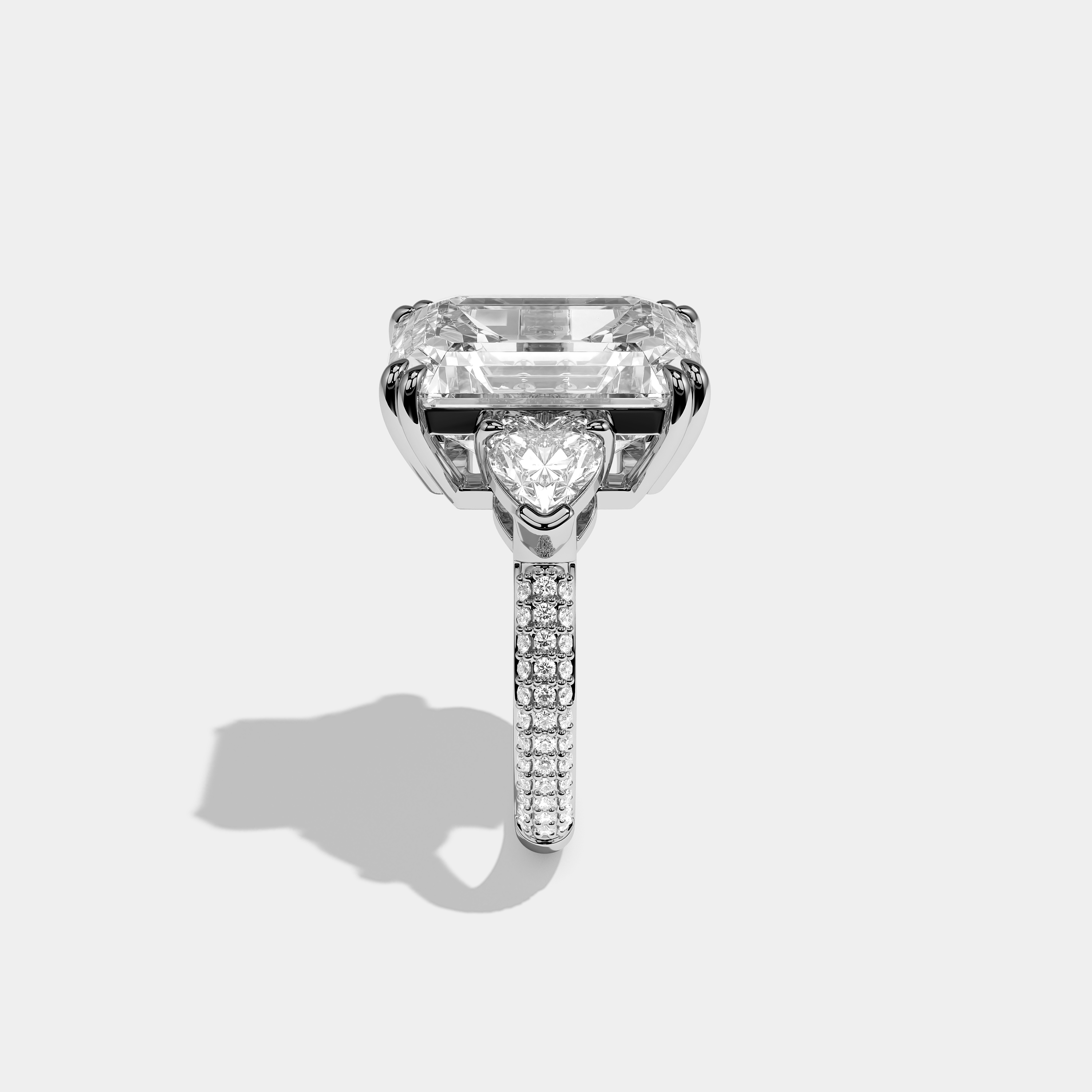 Aubry Celeste Diamond Emerald Halo Engagement Ring 18K White Gold 20.00ct