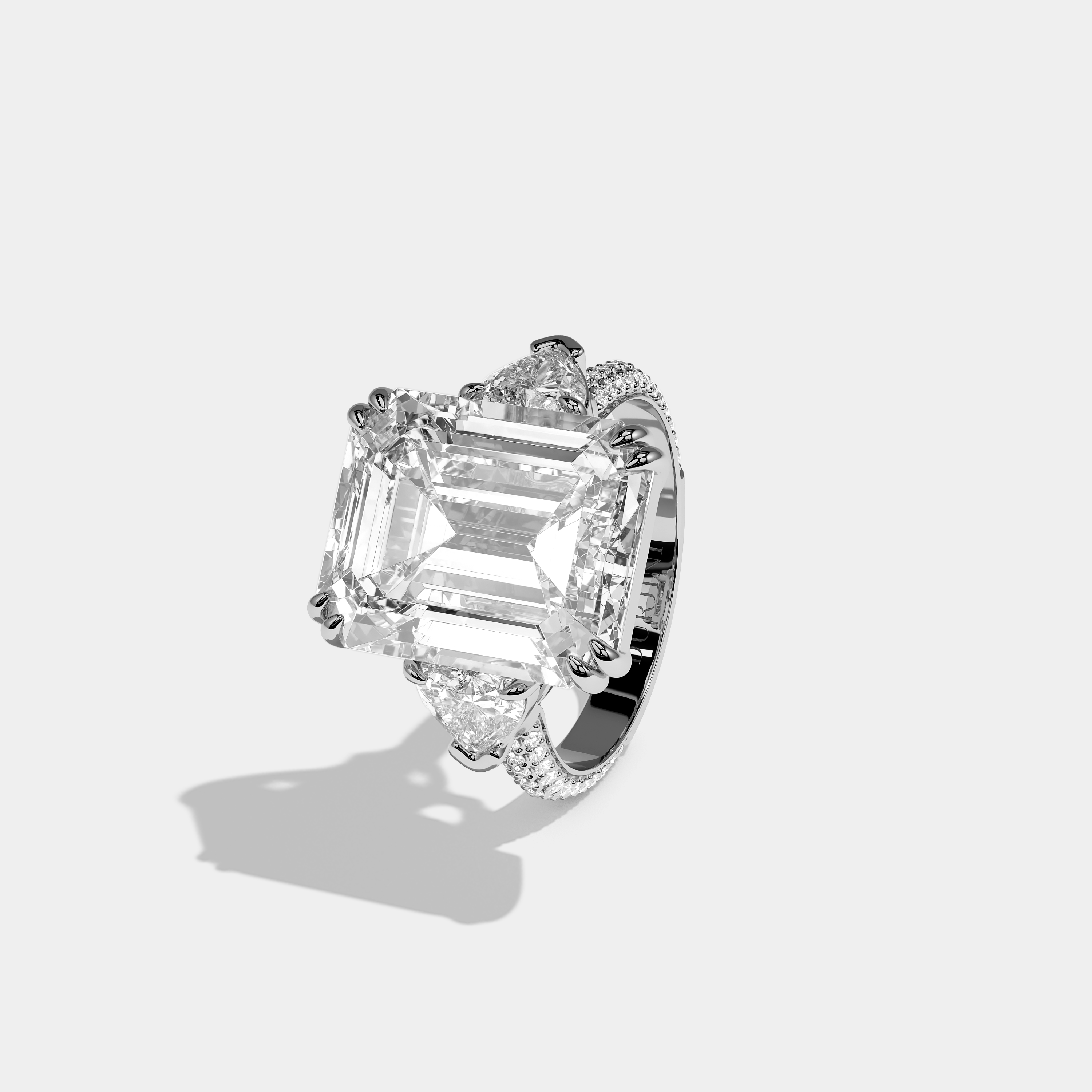 Aubry Celeste Diamond Emerald Halo Engagement Ring 18K White Gold 20.00ct