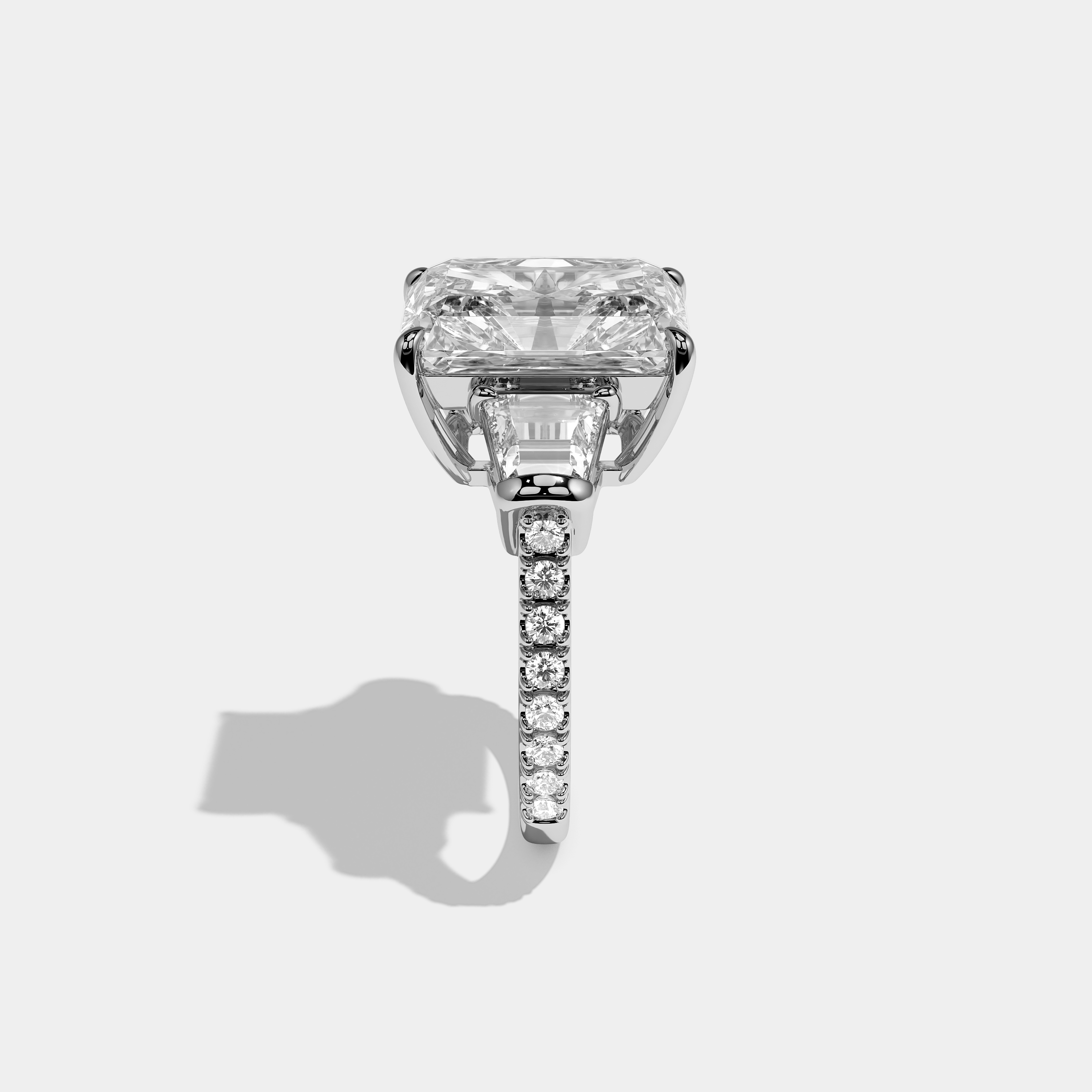 Chevalier d’Argent Diamond Radiant Halo Engagement Ring 18K White Gold 14.50ct