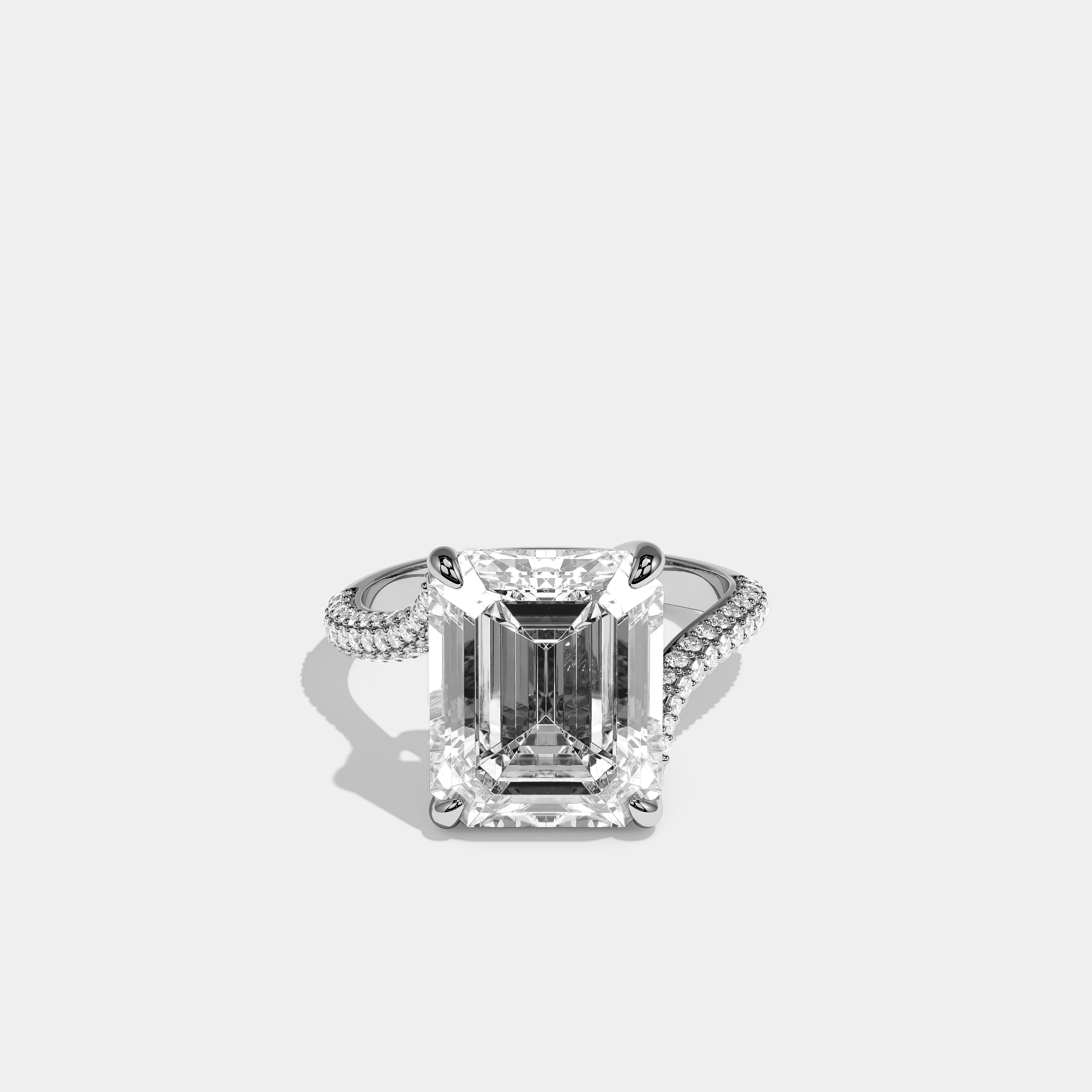 Comtesse Verelle Diamond Emerald Engagement Ring 18K White Gold 10.00ct