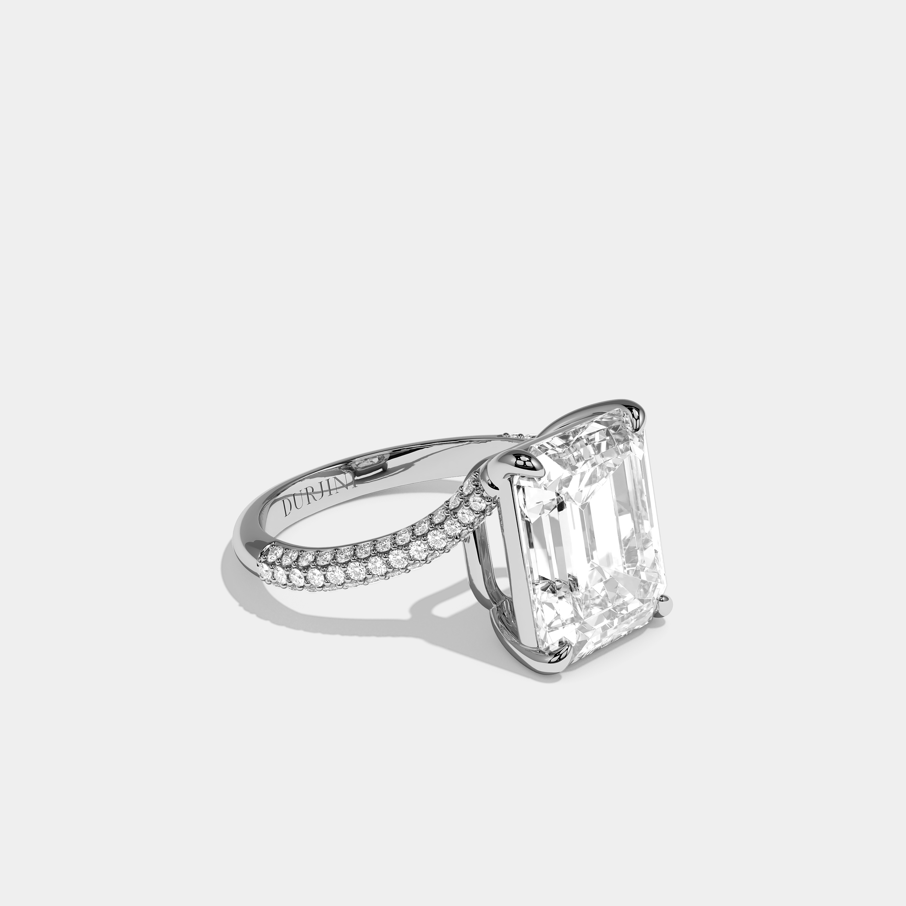 Comtesse Verelle Diamond Emerald Engagement Ring 18K White Gold 10.00ct