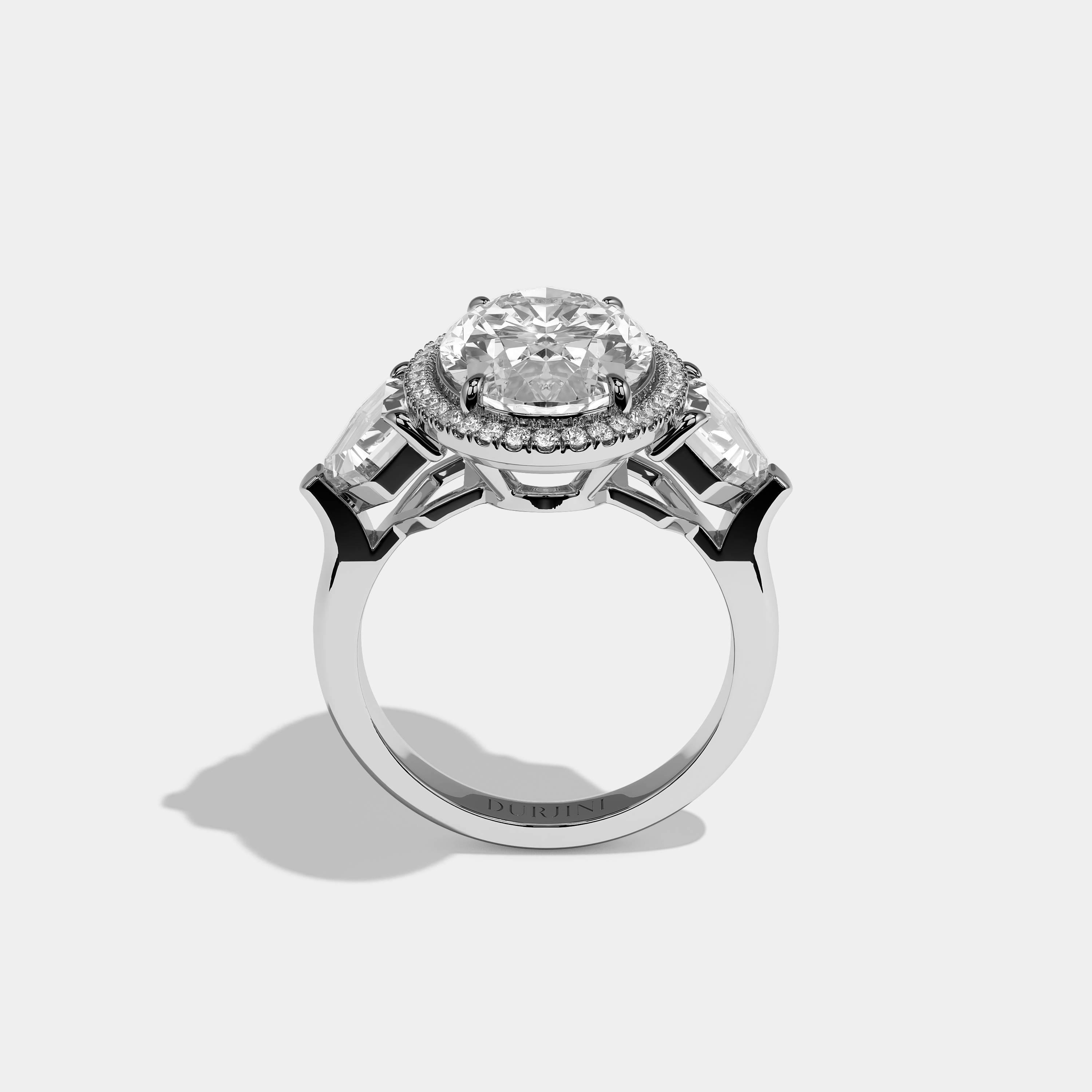 Vaudrieu Imperial Diamond Oval Halo Engagement Ring 18K White Gold 15.00ct