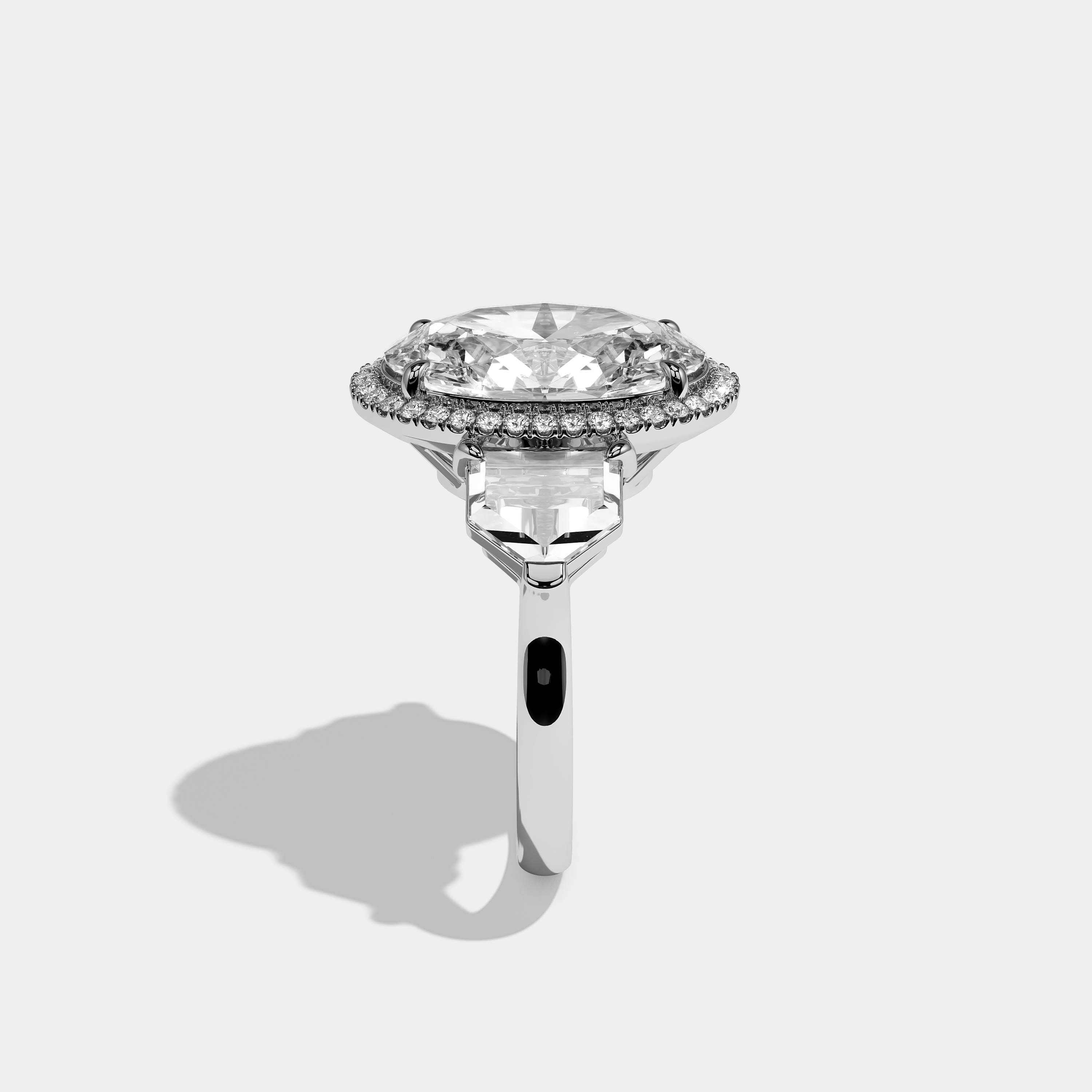 Vaudrieu Imperial Diamond Oval Halo Engagement Ring 18K White Gold 15.00ct