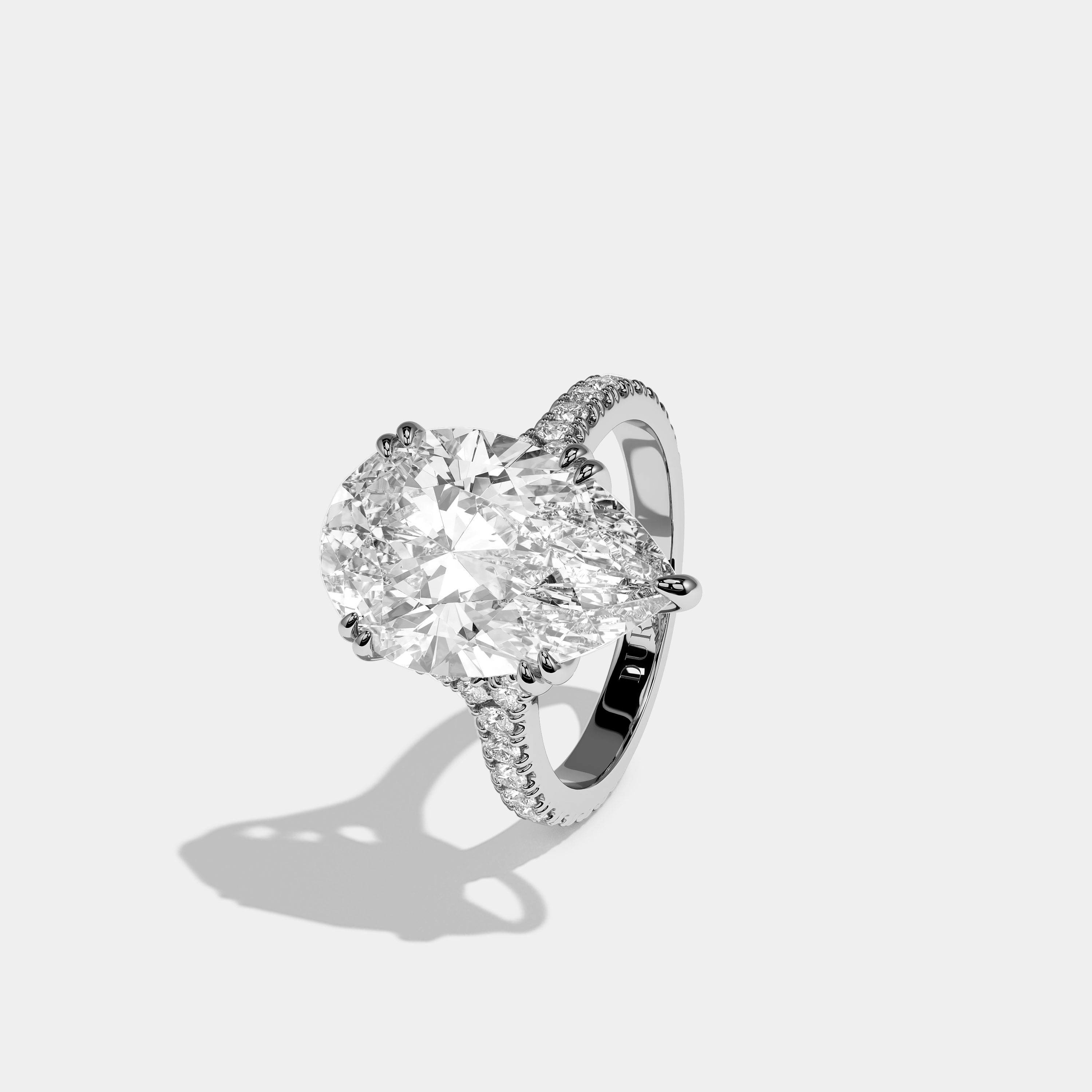 Rochefort Souverain Diamond Pear Halo Engagement Ring 18K White Gold 12.00ct