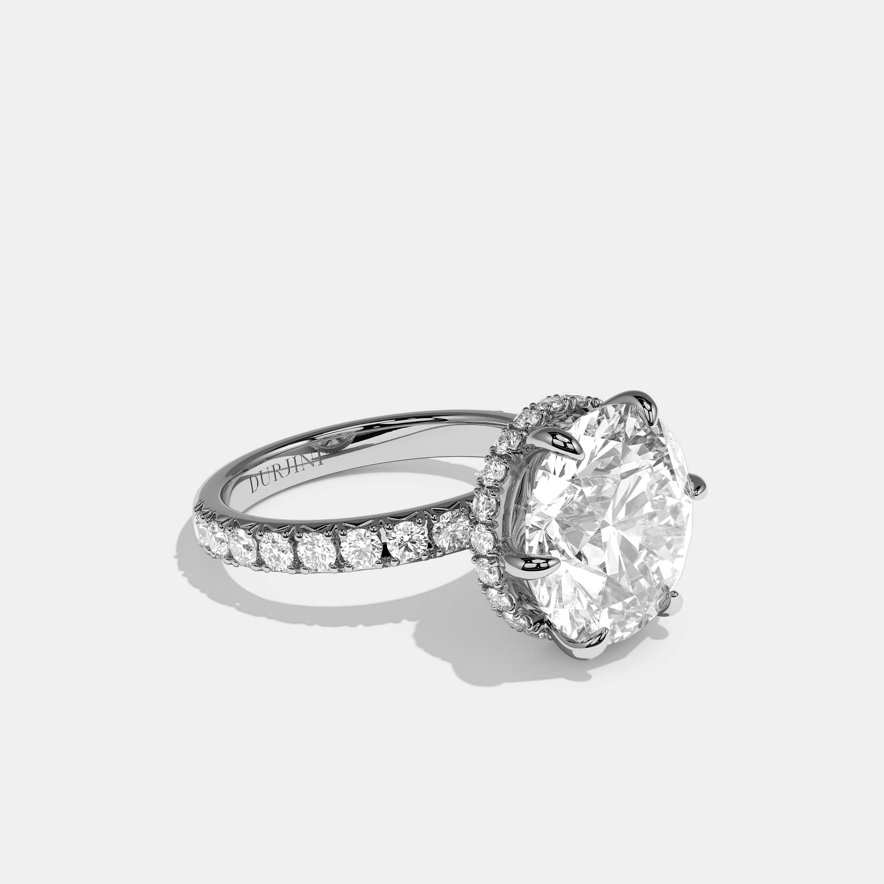 Right View – Kurbãni Durjini Corvane Éclat Diamond Round Brilliant Halo Engagement Ring