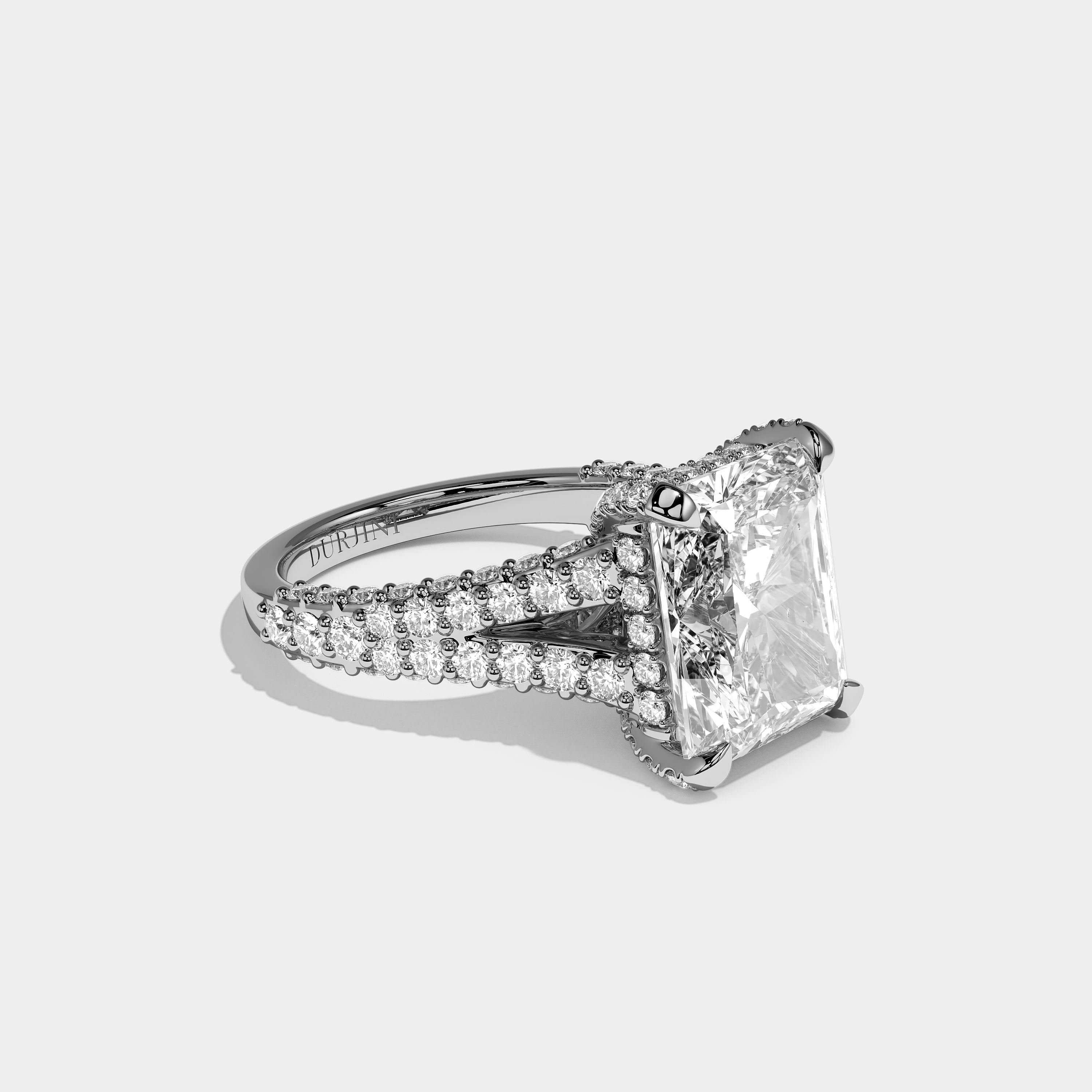 Right View – Kurbãni Durjini Elowen Élan Diamond Radiant Halo Engagement Ring