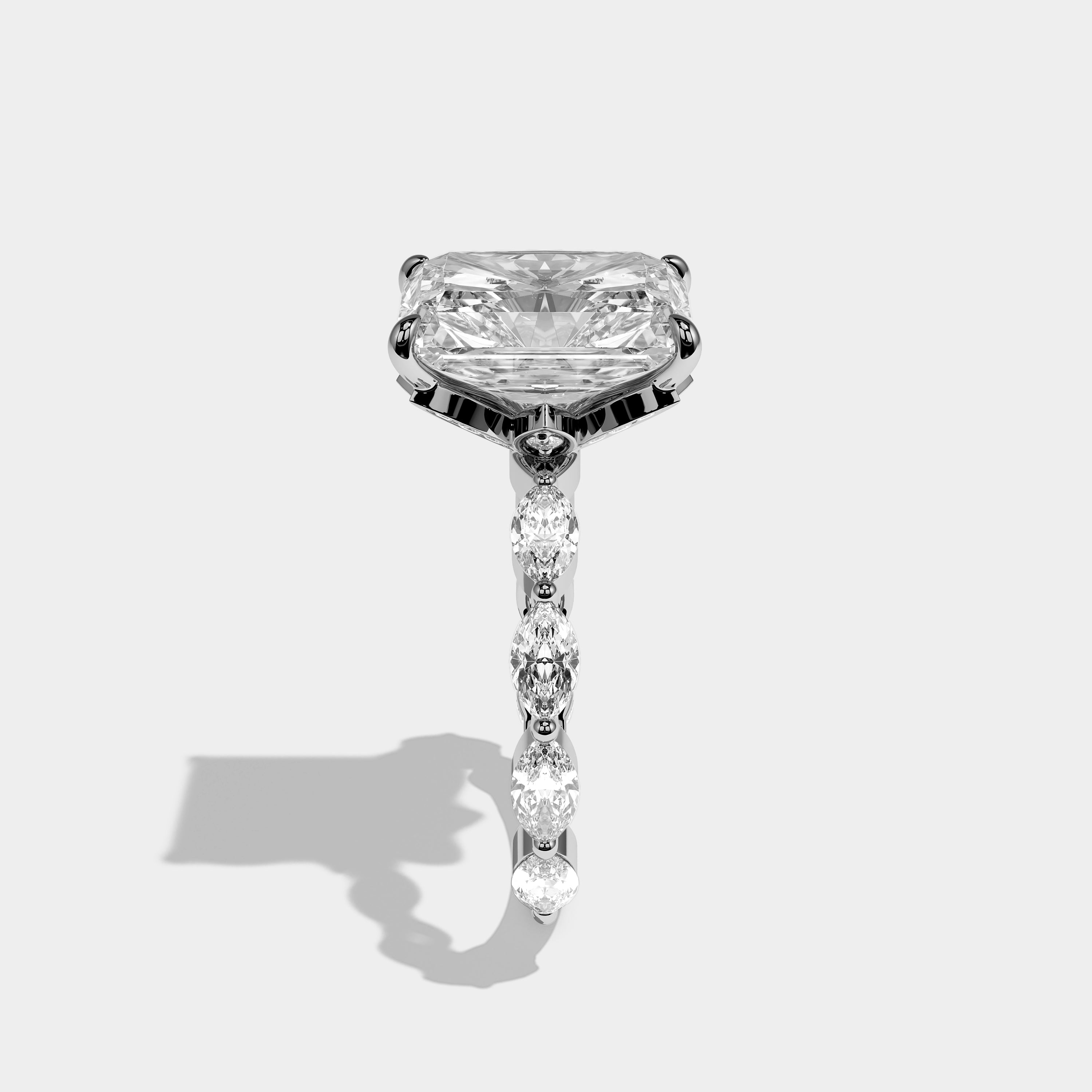 Side View – Kurbãni Durjini Caelmont Éclat Diamond Radiant Engagement Ring