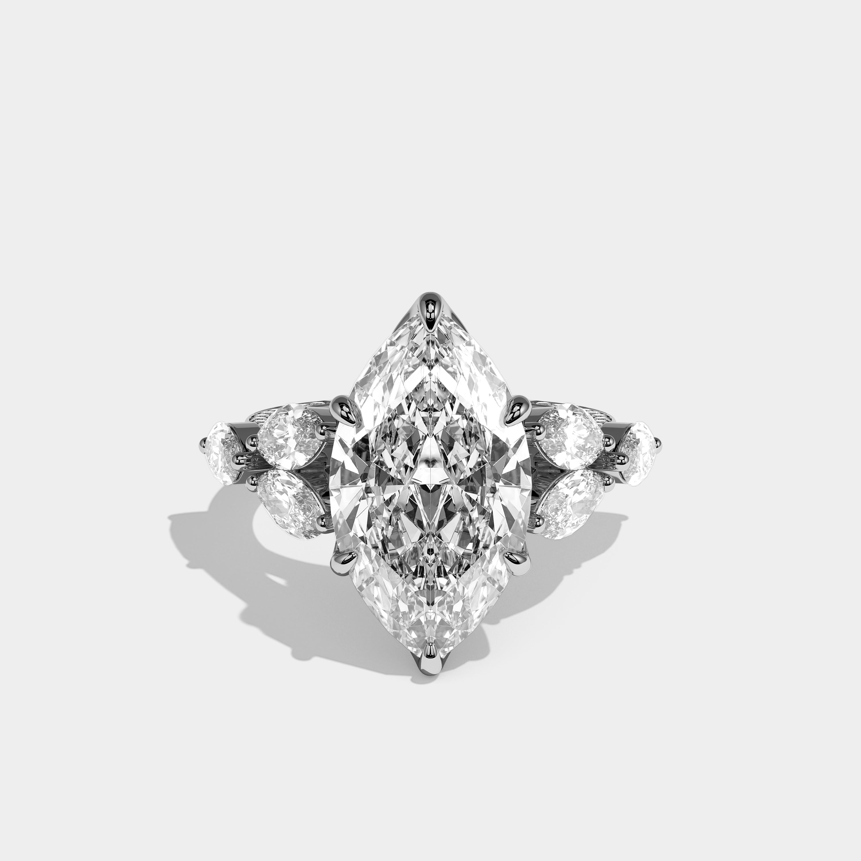 Seraphine Élan Diamond Marquise Engagement Ring 18K White Gold 12.00ct
