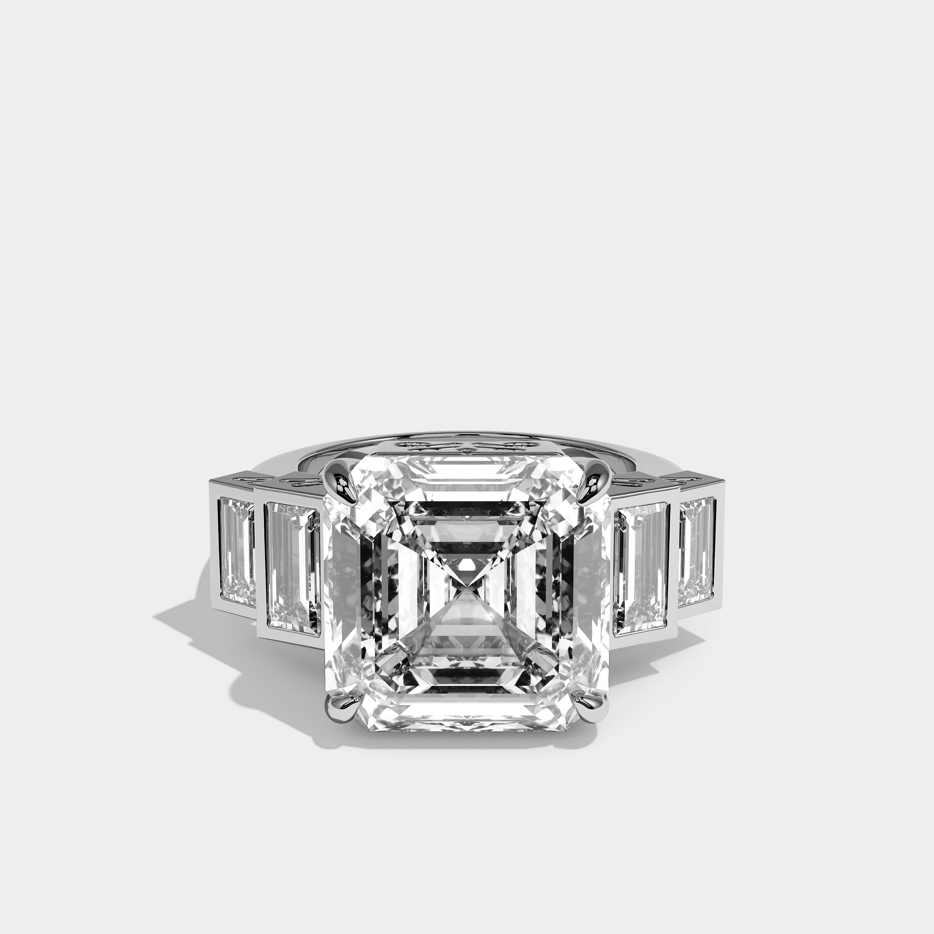 Alaric Elan Diamond Asscher Engagement Ring 18K White Gold 16.00ct