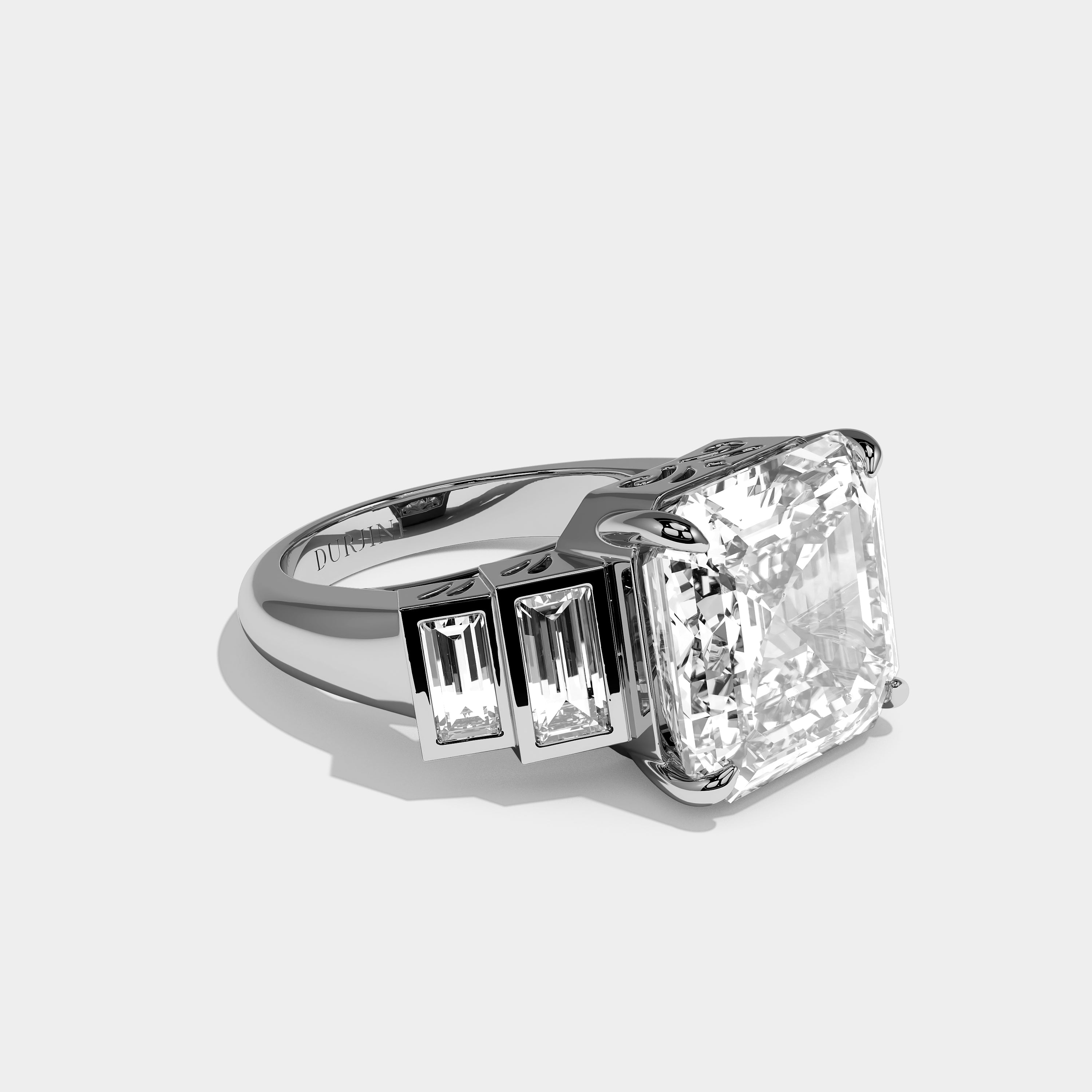 Alaric Elan Diamond Asscher Engagement Ring 18K White Gold 16.00ct