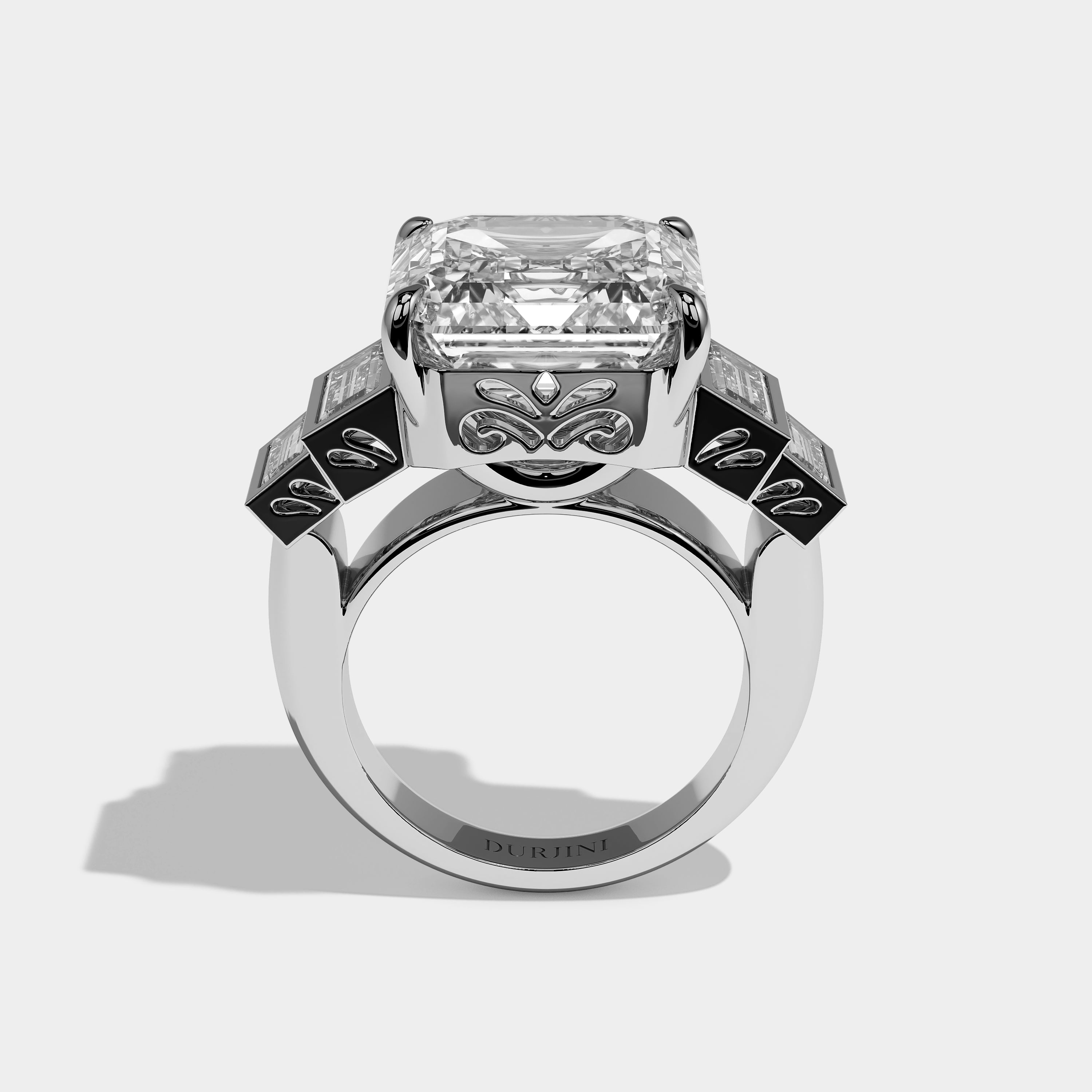 Alaric Elan Diamond Asscher Engagement Ring 18K White Gold 16.00ct