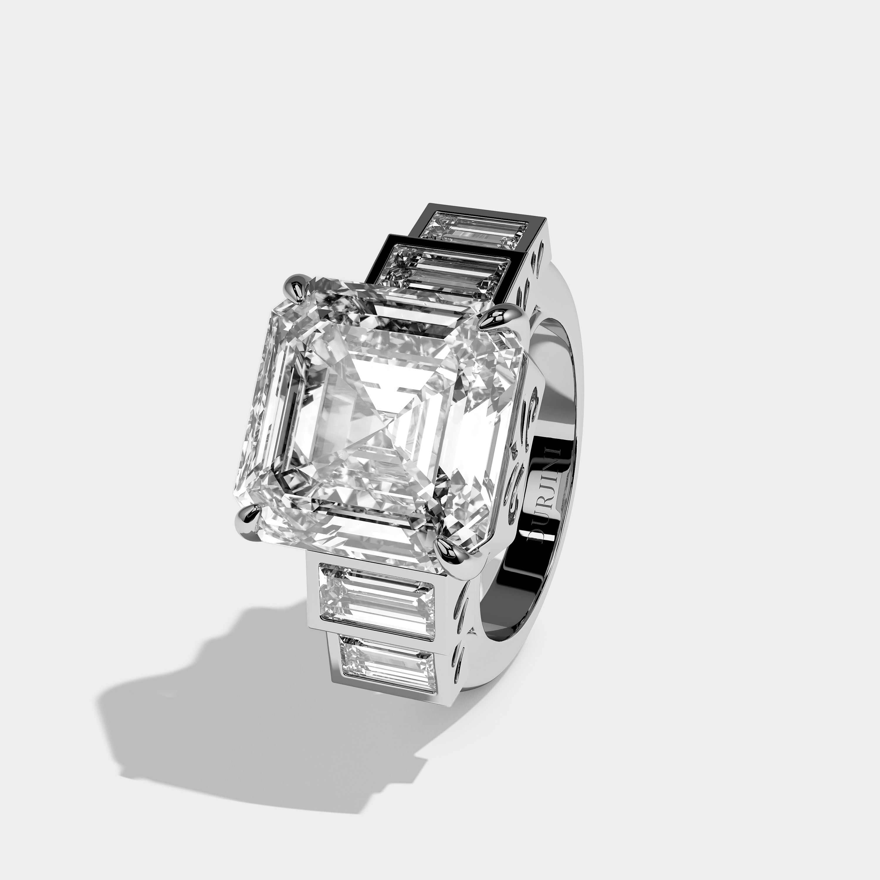 Alaric Elan Diamond Asscher Engagement Ring 18K White Gold 16.00ct