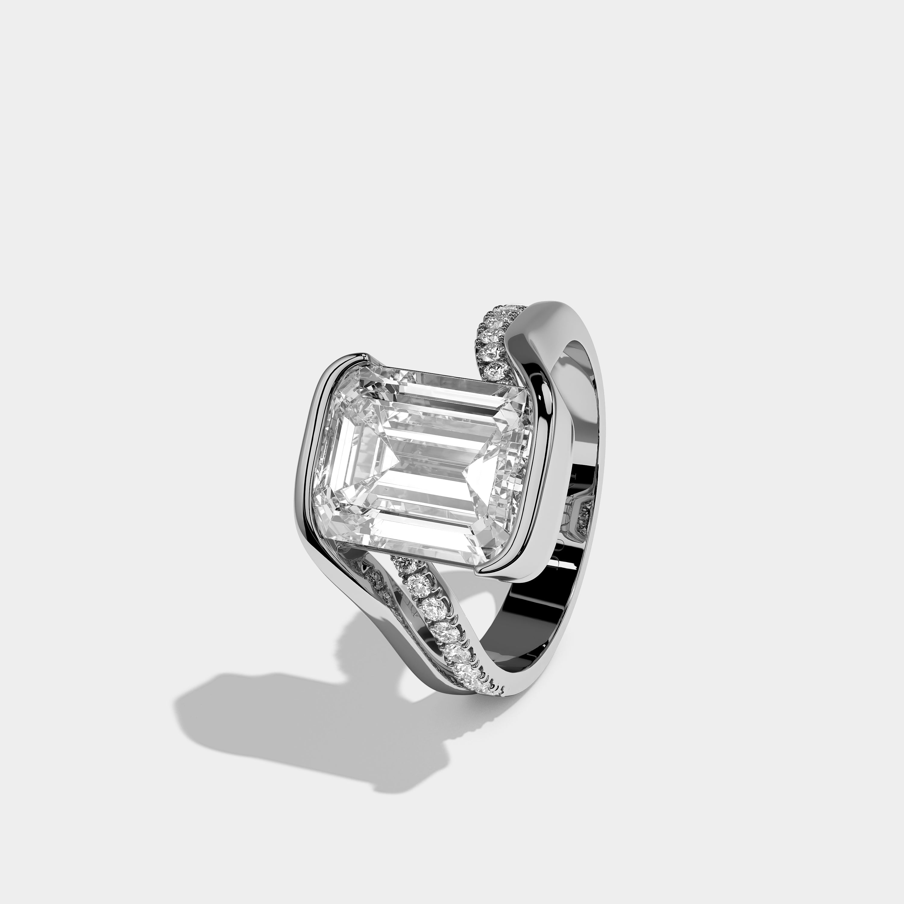 Left View – Kurbãni Durjini Virelle Étoile Diamond Emerald Engagement Ring 