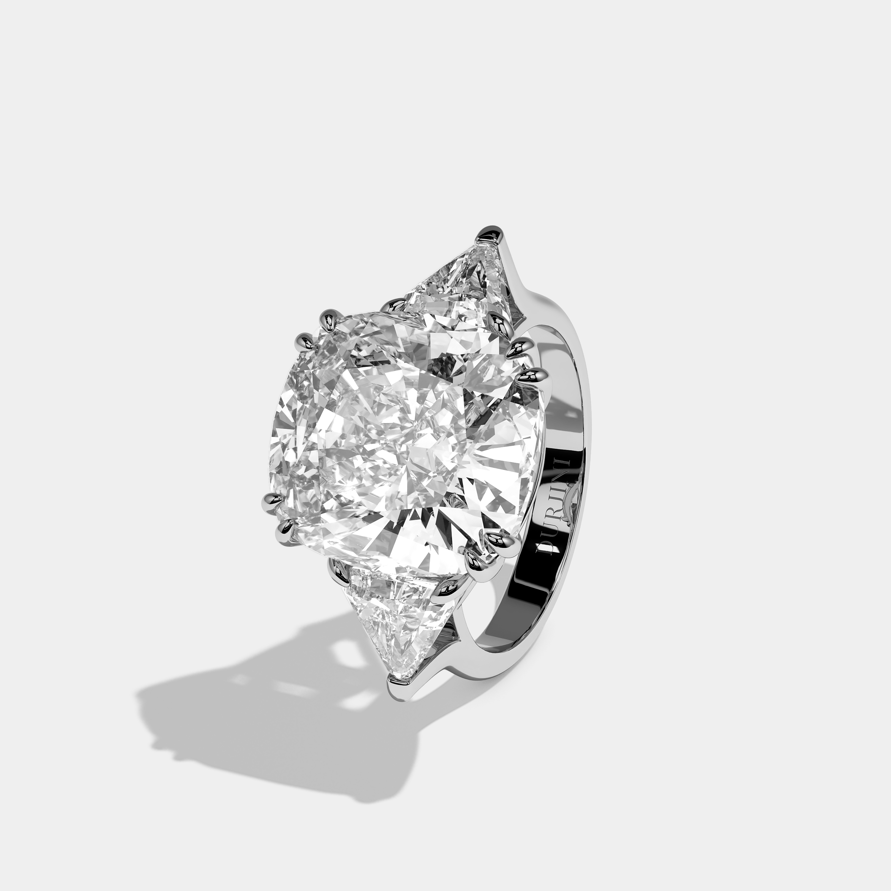 Left View – Kurbãni Durjini Ravelle Éclat Diamond Cushion Engagement Ring