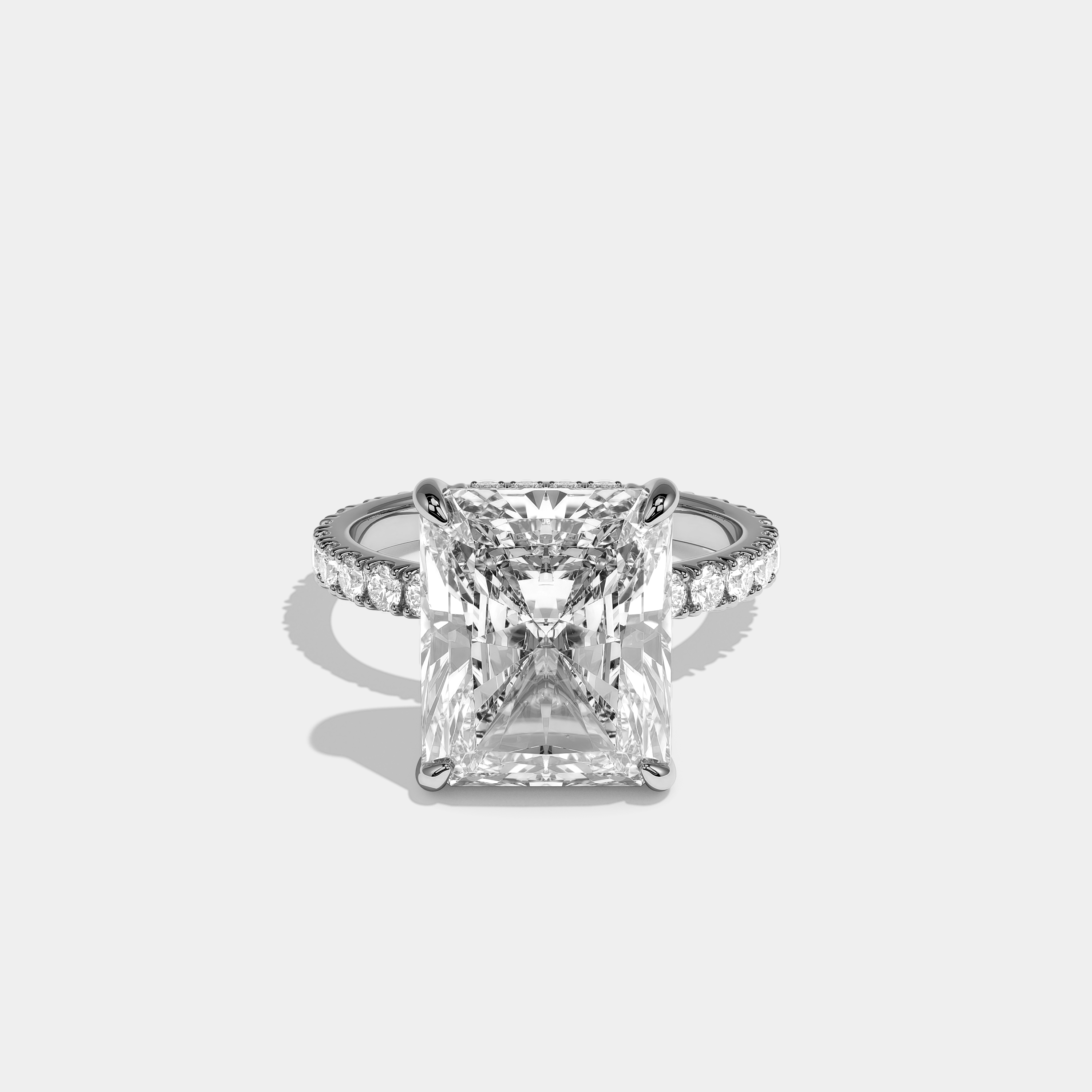 Front View – Kurbãni Durjini Isolene Étoile Diamond Radiant Halo Engagement Ring