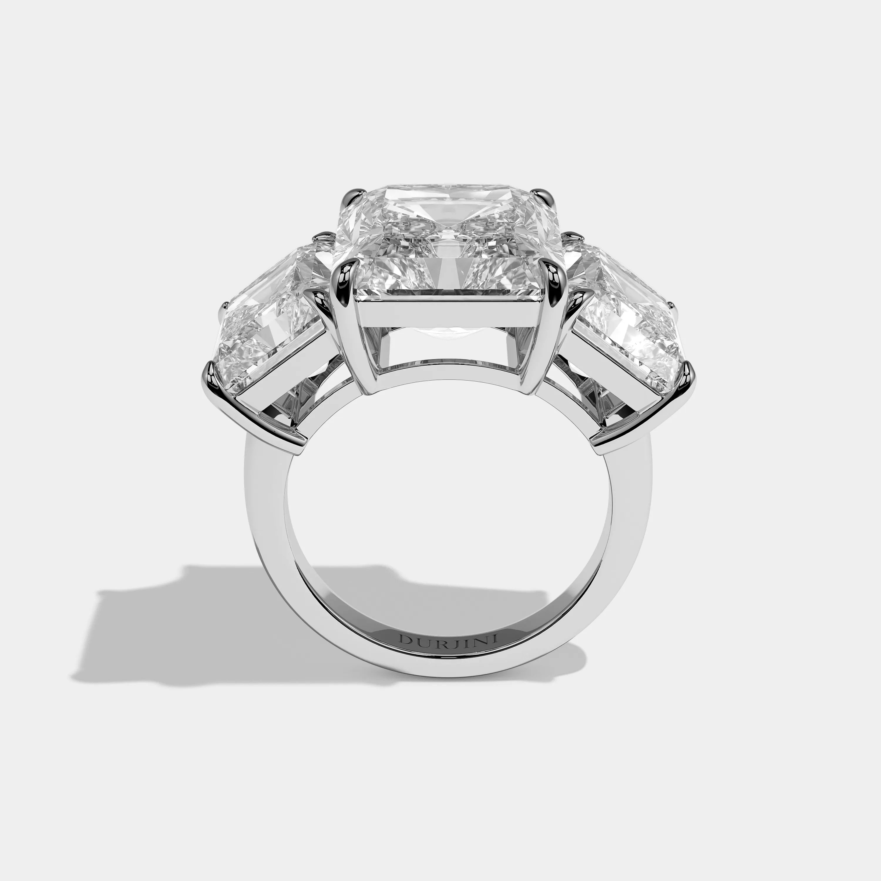 Full view Mirelle Étoile Diamond Radiant Engagement Ring White Gold Kurbãni Durjini