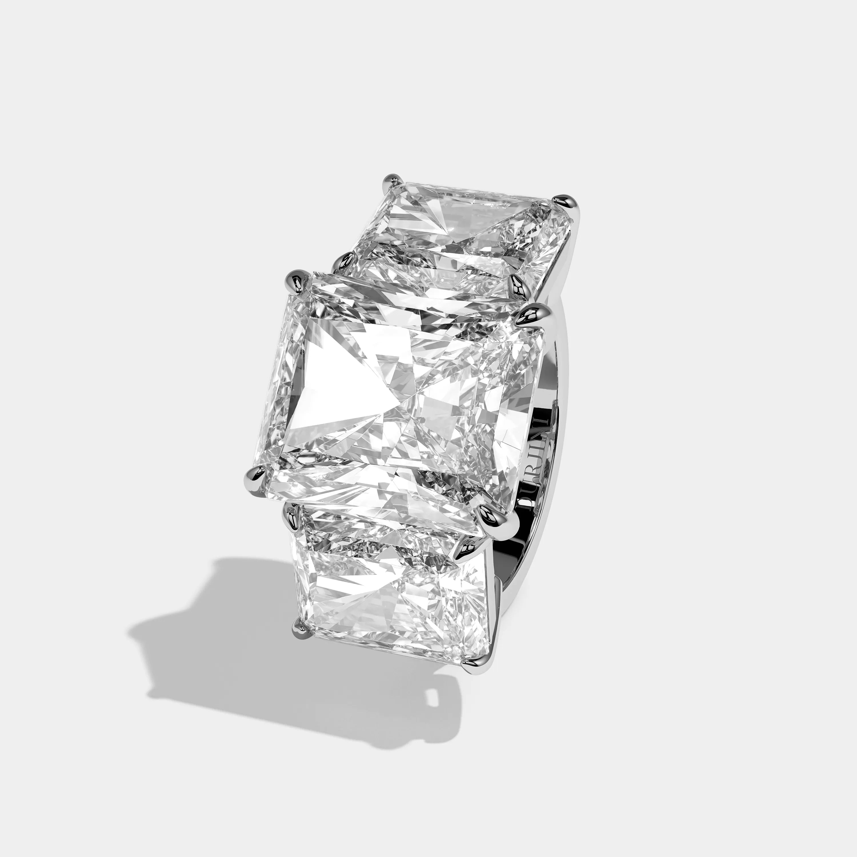 Left view Mirelle Étoile Diamond Radiant Engagement Ring White Gold Kurbãni Durjini