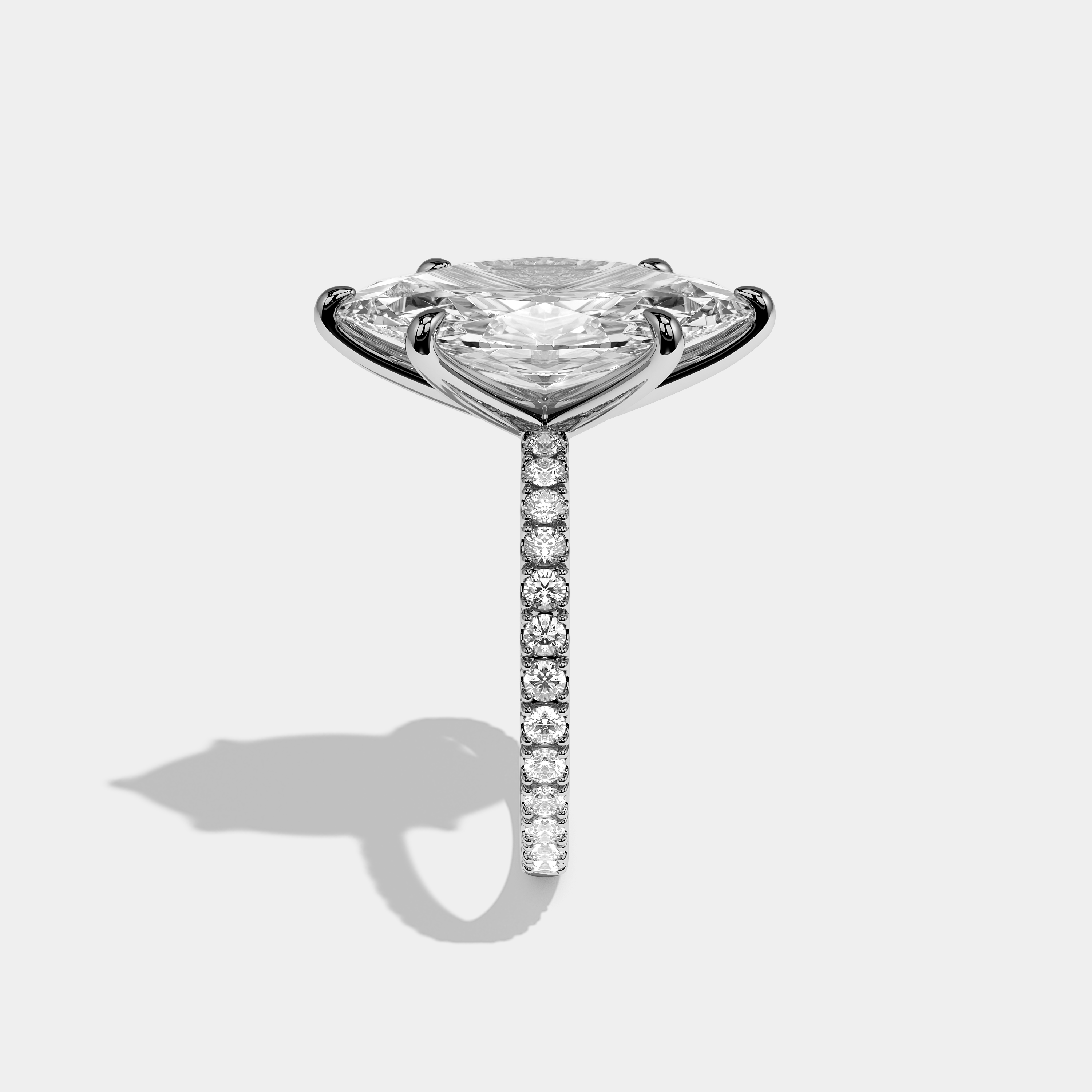 Side view Calvane Éclat Diamond Marquise Engagement Ring White Gold Kurbãni Durjini