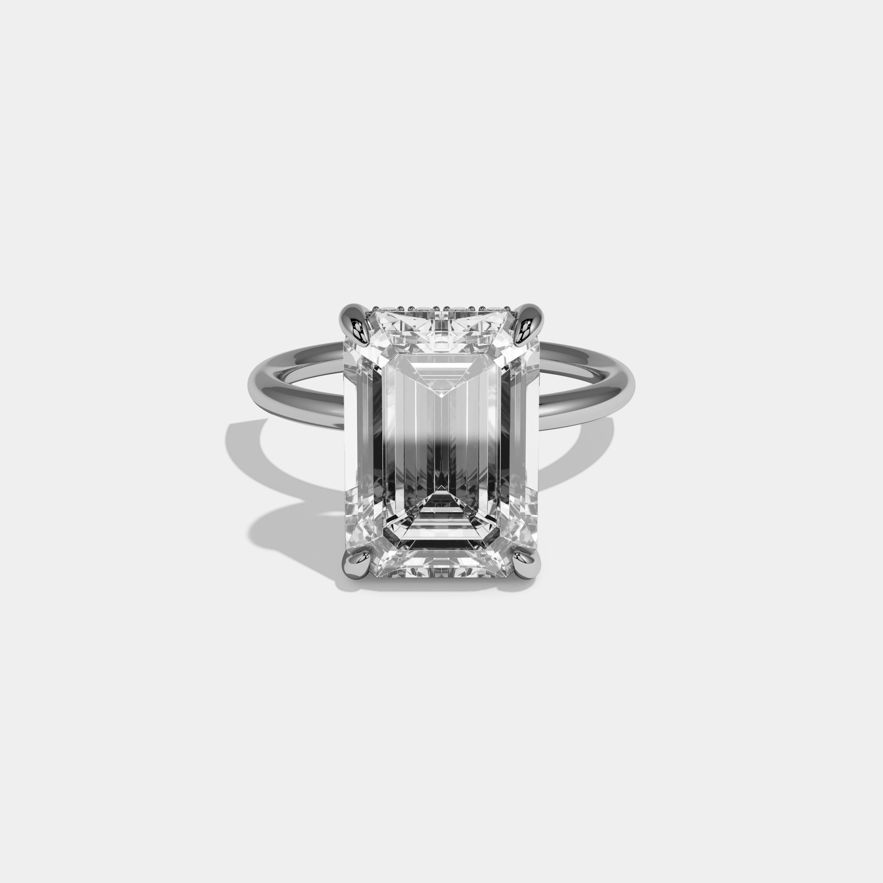 Saskia Emerald Cut Diamond Halo With Plain Band Engagement Ring 10ct 18k White Gold
